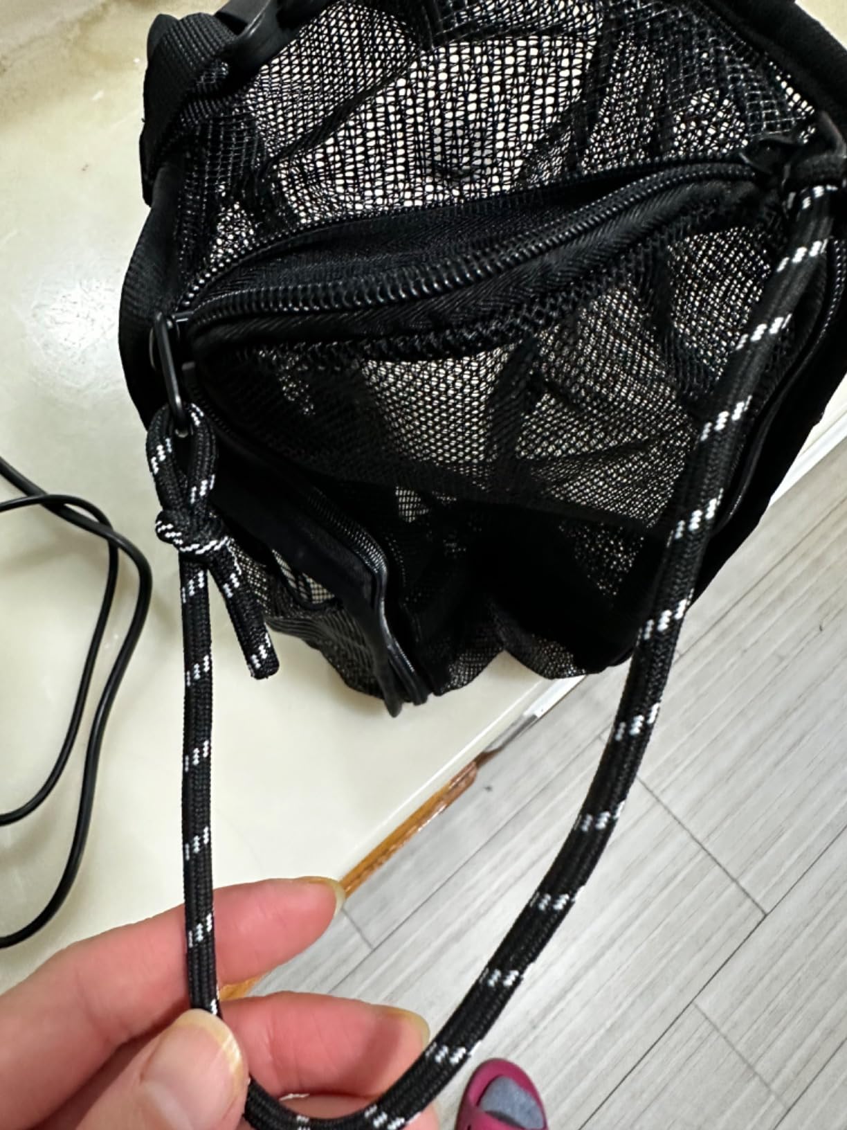 Cosmos Mesh Shower Caddy Toiletry Organizer Hanging Shower Tote Bag, Quick Dry Shower Organizer Portable Bath Bag with Durable Zippers & Side Pockets for Travel, Gym, Swimming, Beach and Camp - Customer Photo 2