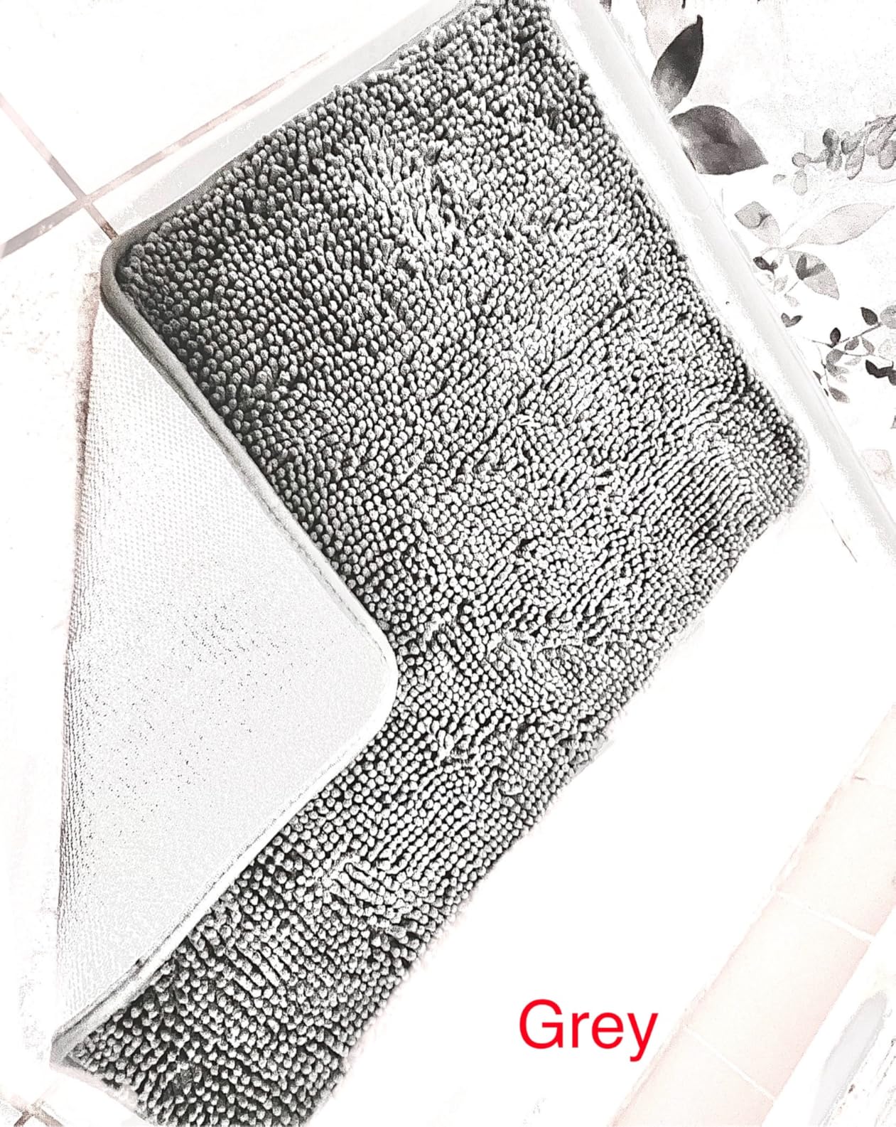 OLANLY Bathroom Rugs 30x20, Extra Soft Absorbent Chenille Bath Rugs, Rubber Backing Quick Dry, Machine Washable Bath Mats for Bathroom Floor, Tub and Shower, Home Decor Accessories, Grey Customer Review OLANLY Bathroom Rugs 30x20, Extra Soft Absorbent Chenille Bath Rugs, Rubber Backing Quick Dry, Machine Washable Bath Mats for Bathroom Floor, Tub and Shower, Home Decor Accessories, Grey - Customer Photo 2