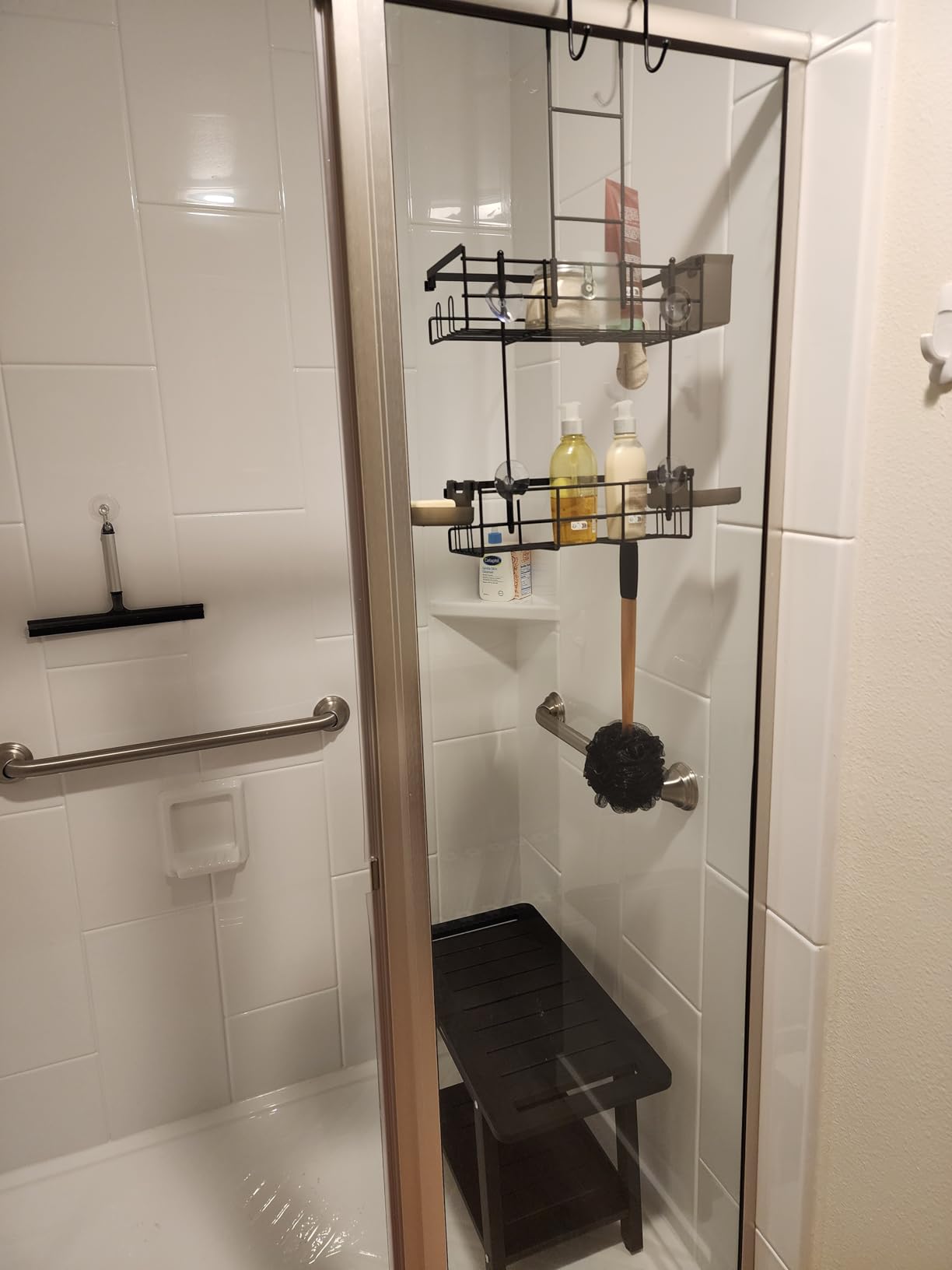 Over the Door Shower Caddy Hanging: Black Rustproof Shower Organizer over the Door - No Drilling Bathroom Rack for Inside - Customer Photo 2