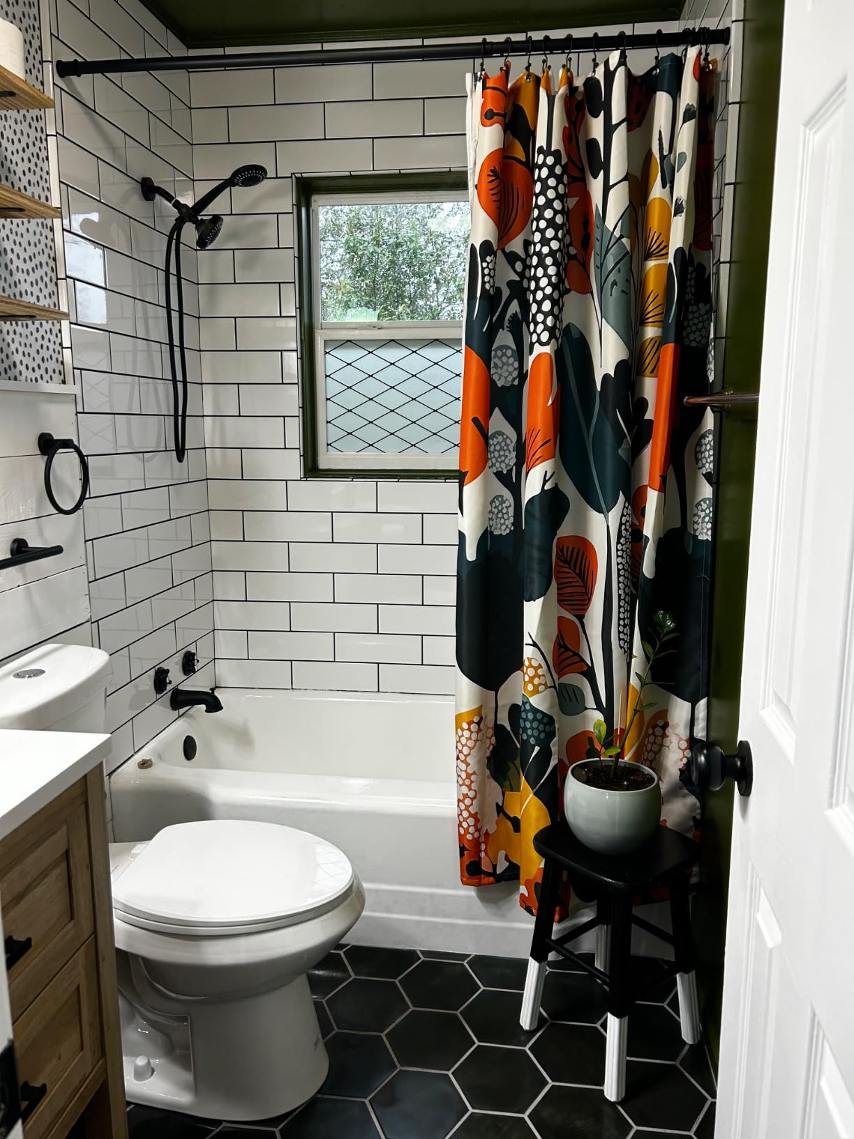 2 Handle Shower Faucet and 5 Mode Shower Head, Matte Black Two Handle Shower Faucet Bathroom Shower Trim Kit - Customer Photo 1