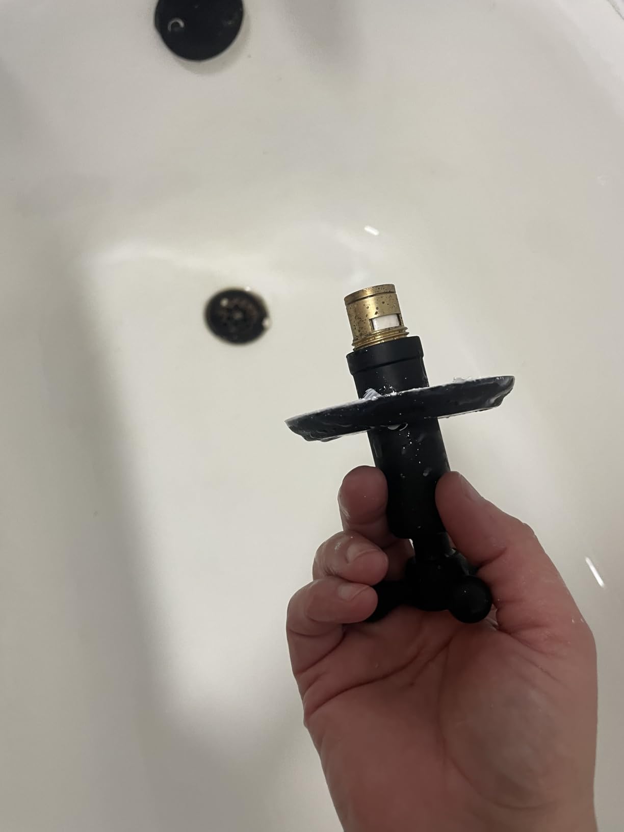 2 Handle Shower Faucet and 5 Mode Shower Head, Matte Black Two Handle Shower Faucet Bathroom Shower Trim Kit - Customer Photo 2