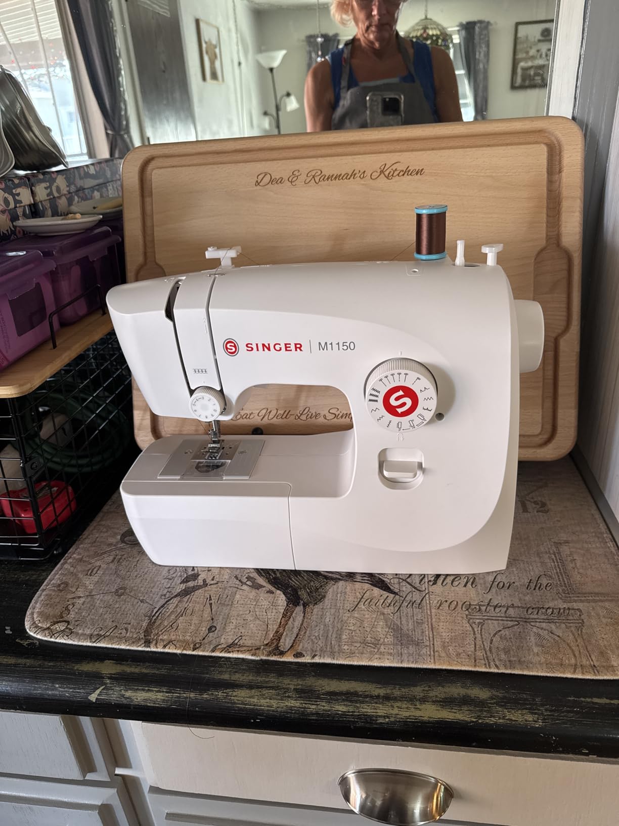 SINGER M1150 Portable Sewing Machine White – Accessories Included | 16 Stitches, Top Drop-in Bobbin, 4-Step Buttonhole, Free Arm, LED Light | Ideal Sewing Machine for Home Projects - Customer Photo 1