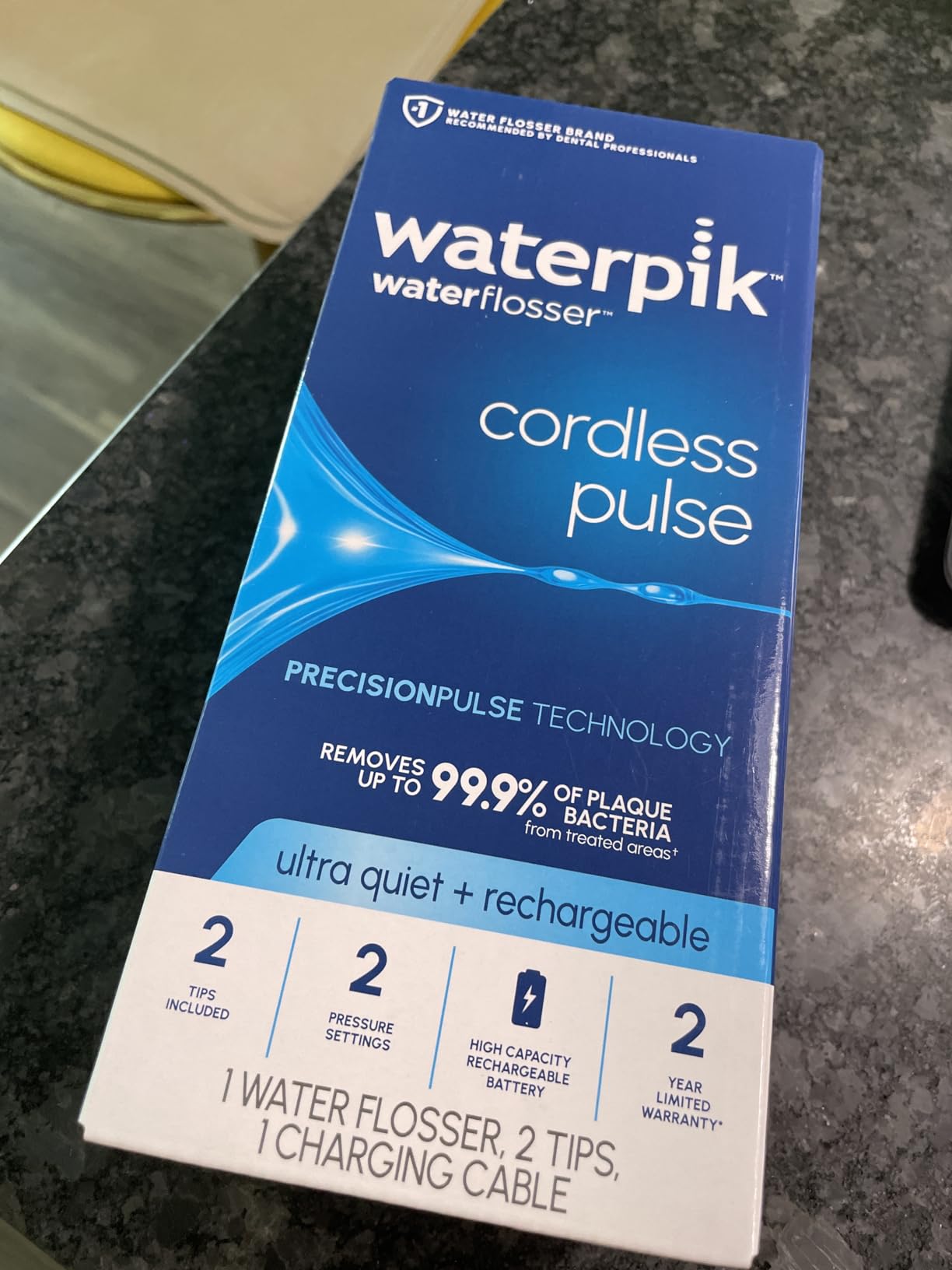 Waterpik Cordless Pulse Rechargeable Portable Water Flosser for Teeth, Gums, Braces Care and Travel with 2 Flossing Tips, Waterproof, ADA Accepted, WF-20 White, Packaging May Vary - Customer Photo 1