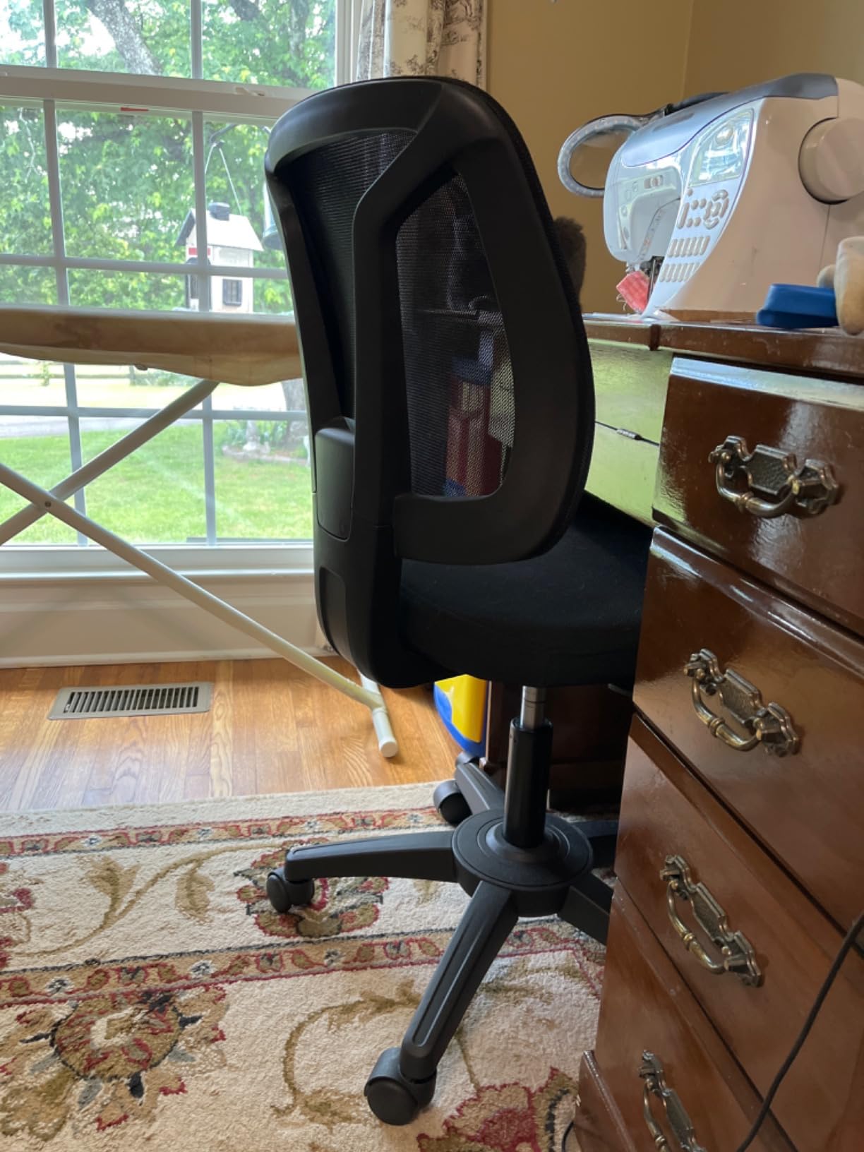 Armless Office Chair Ergonomic Swivel Small Computer Desk Chairs No Armrests with Wheels Adjustable Height Black Task Chairs Without Arms for Small Spaces - Customer Photo 1