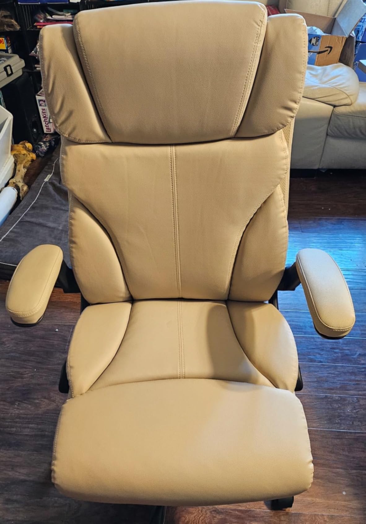 Office Chair, Ergonomic Big and Tall Computer Desk Chairs, Executive Breathable Leather Chair with Adjustable Flip-up Armrests, Lumbar Support Swivel PC Chair with Rocking Function - Customer Photo 4