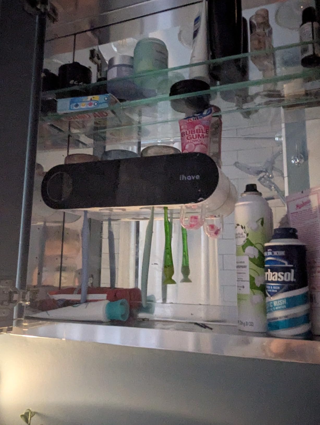 iHave Wall Mounted Electric Toothbrush Holders with 3 Cups, UV Sanitizer, Toothpaste Dispenser, Smart Home Bathroom Accessories & Decor, Black - Customer Photo 2