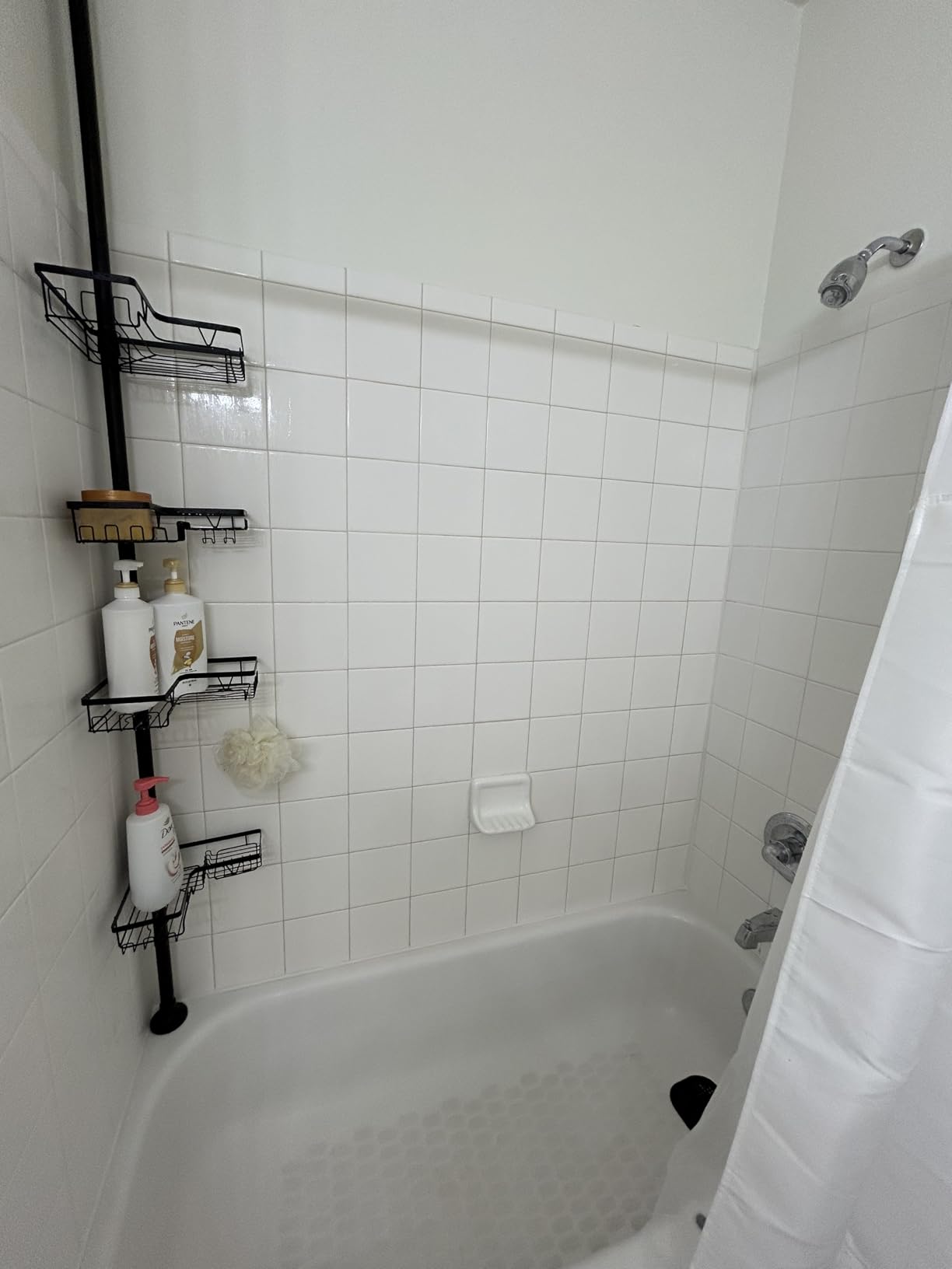 KEGII Corner Shower Caddy Tension Pole - Shower Tension Rod Organizer, Floor to Ceiling Shower Caddy 25-114.2 inch, Towel Rack Corner Waterproof, Black - Customer Photo 2