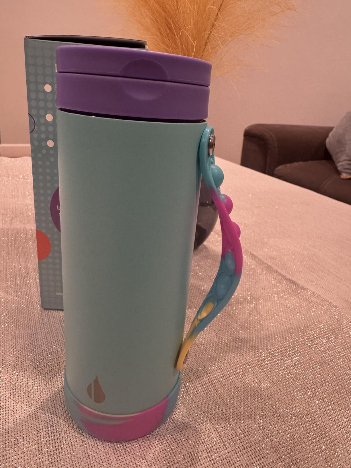 Elemental Iconic Kids Water Bottle for School - 100% Leak-Proof Insulated Water Bottles with Straw Lid & Pop-It Handle for Boys & Girls - Triple-Wall Insulated & BPA-Free, 14oz – Lilac Tie Dye - Customer Photo 2