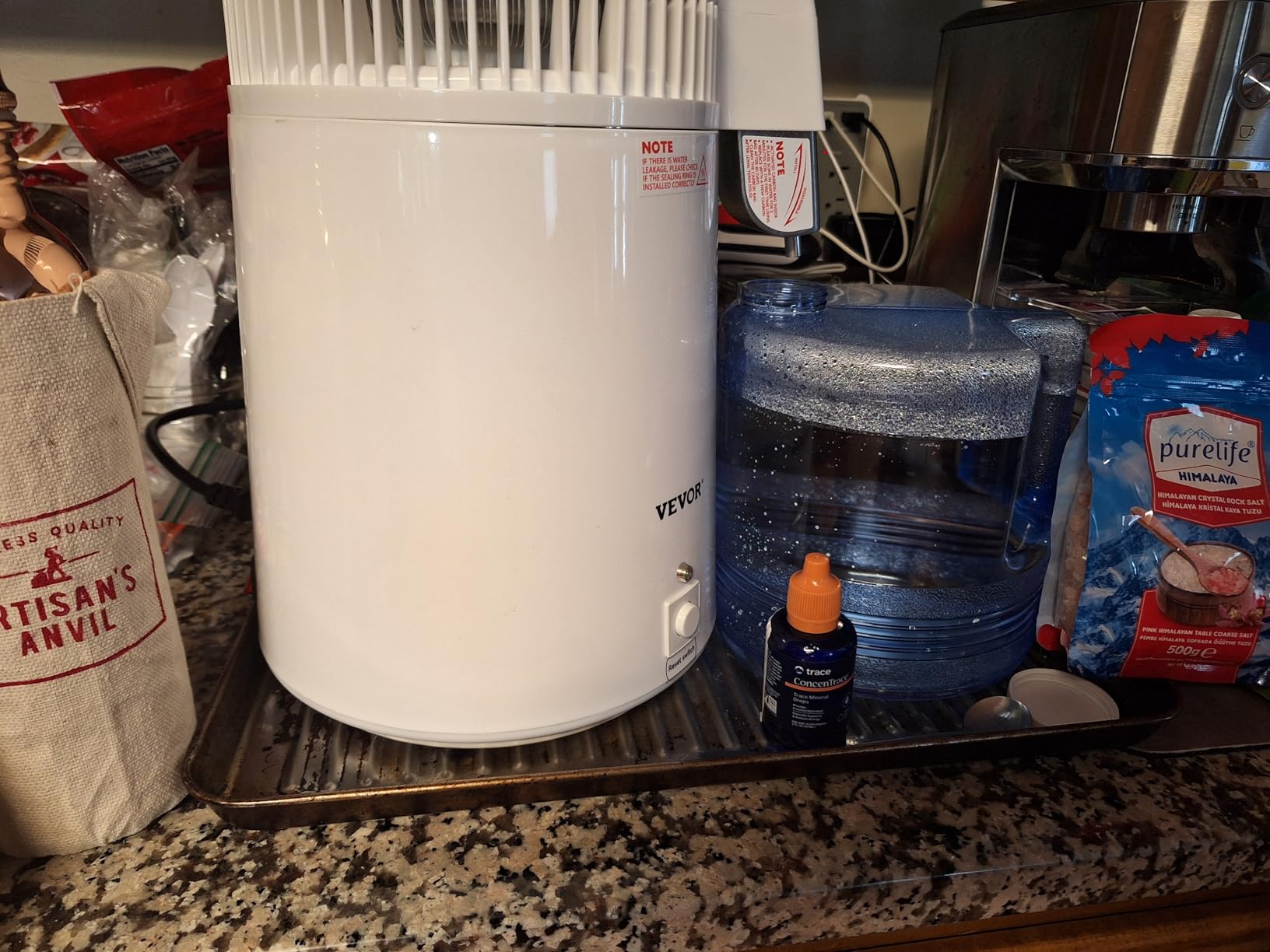 VEVOR Water Distiller, 1.1 Gal Distilled Water Machine, 750W Pure Water Distilling w/BPA Free Plastic Container, Water Distillation Kit w/Button, Countertop Distilled Water Maker for Home, White - Customer Photo 5