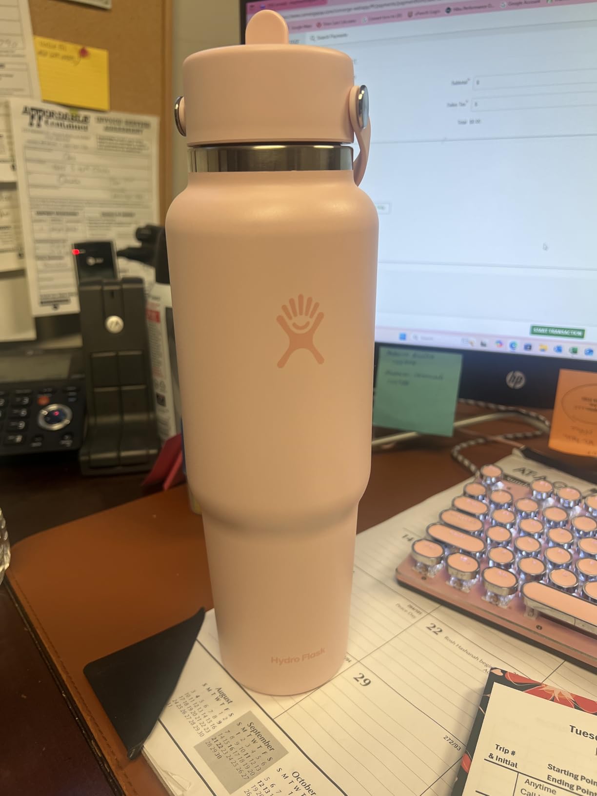 Hydro Flask Travel Water Bottle - Insulated Stainless Steel - Wide Straw Lid, Non Spill, Leakproof in 32 Oz Indigo Blue - Customer Photo 2