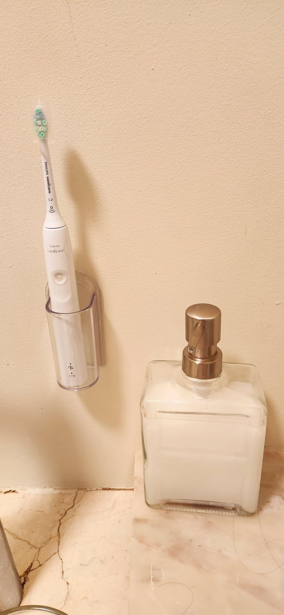 MOPMS Electric Toothbrush Holders, Wall Mounted Tooth Brushing Holder for Bathroom, Self Adhesive Electric Toothbrush Organizer Space Saver (2Pcs Clear) - Customer Photo 3