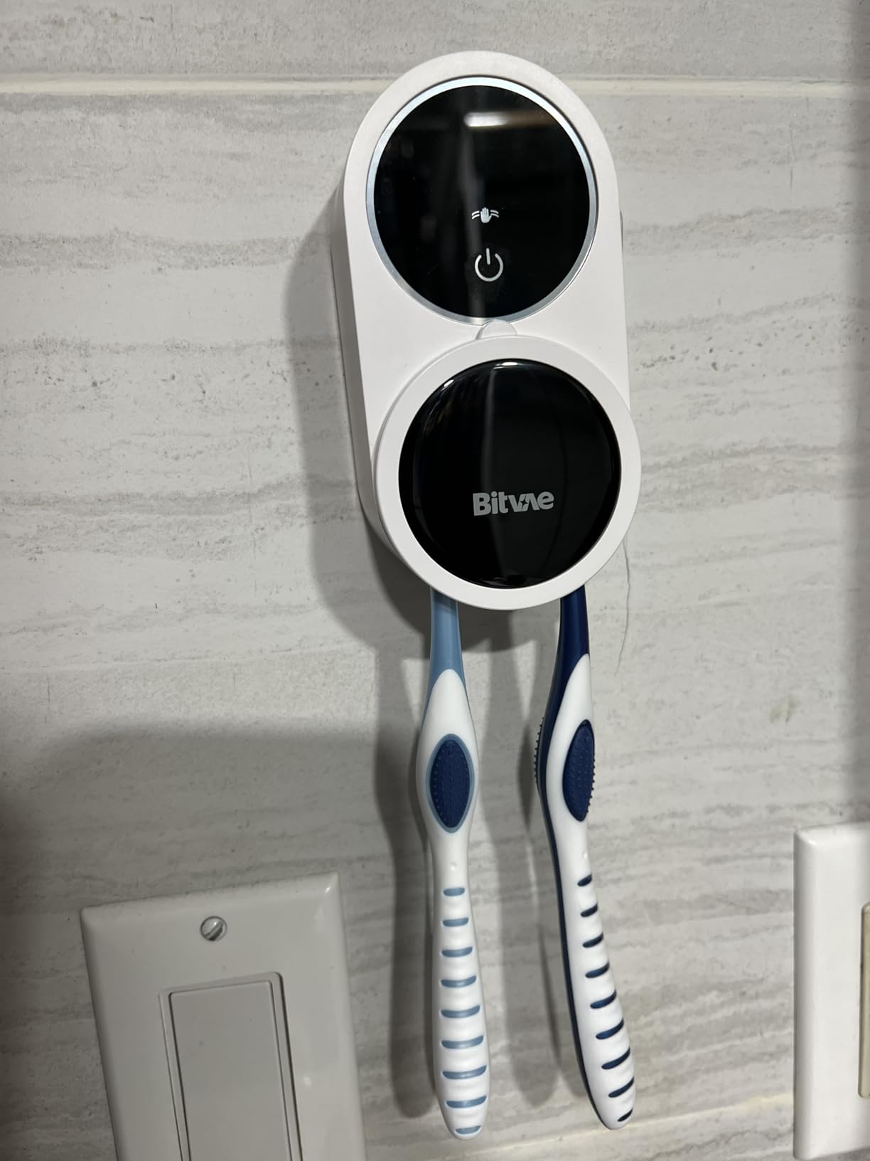 Bitvae Toothbrush Cleaner & Toothbrush Holder, Cleaning and Air Drying, LED Smart Screen, Rechargeable Wall Mount Toothbrush Holder for Bathrooms - Customer Photo 1