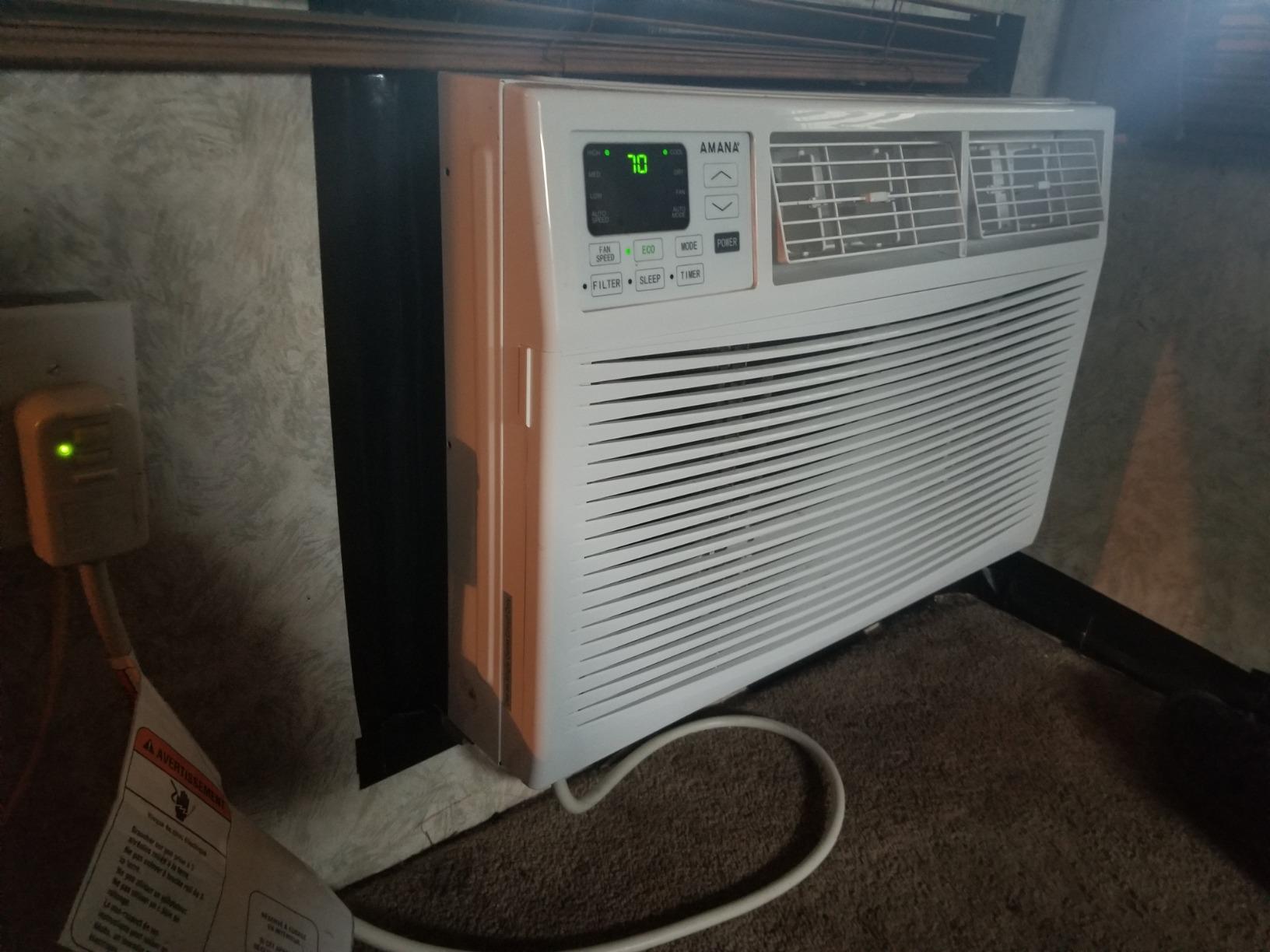 Amana 12,000 BTU Window Air Conditioner, 115V, Cools up to 550 Sq. Ft. for Bedroom, Living Room, Kitchen, with Remote Control, 24H Timer, 3-Speed, Auto-Restart, Digital Display, White Customer Review Amana 12,000 BTU Window Air Conditioner, 115V, Cools up to 550 Sq. Ft. for Bedroom, Living Room, Kitchen, with Remote Control, 24H Timer, 3-Speed, Auto-Restart, Digital Display, White - Customer Photo 2