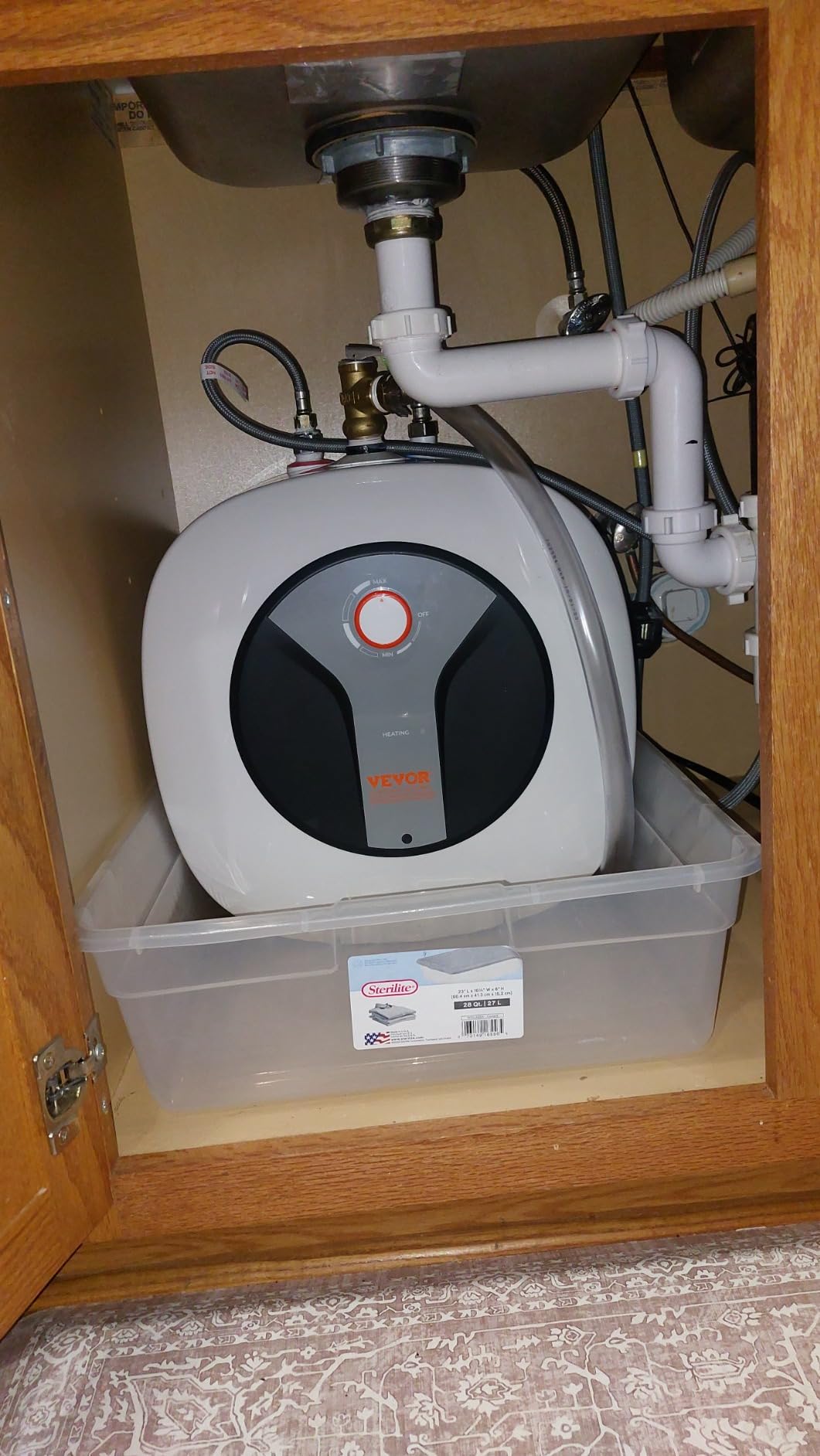 VEVOR Electric Mini-Tank Water Heater 4-Gallon Tank, 1440W Hot Water Boiler Storage, Safety Temperature Pressure Valve Easy Install, for Kichen Bathroom Restaurant, Shelf Wall Mounted - Customer Photo 3