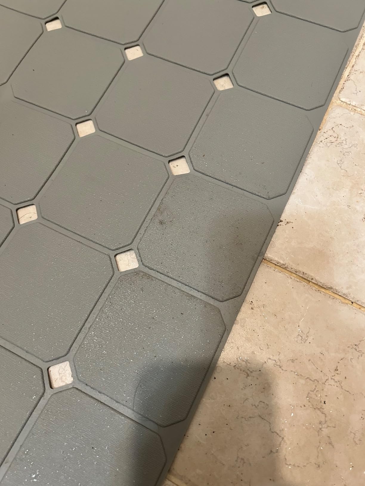 Shower Mat Non Slip Silicone Soft Odorless Bathtub Mat Non Slip No Suction Cups for Refinished,Reglazed and Textured Bath Tub Mat 24 X 24 Inch Grey - Customer Photo 2