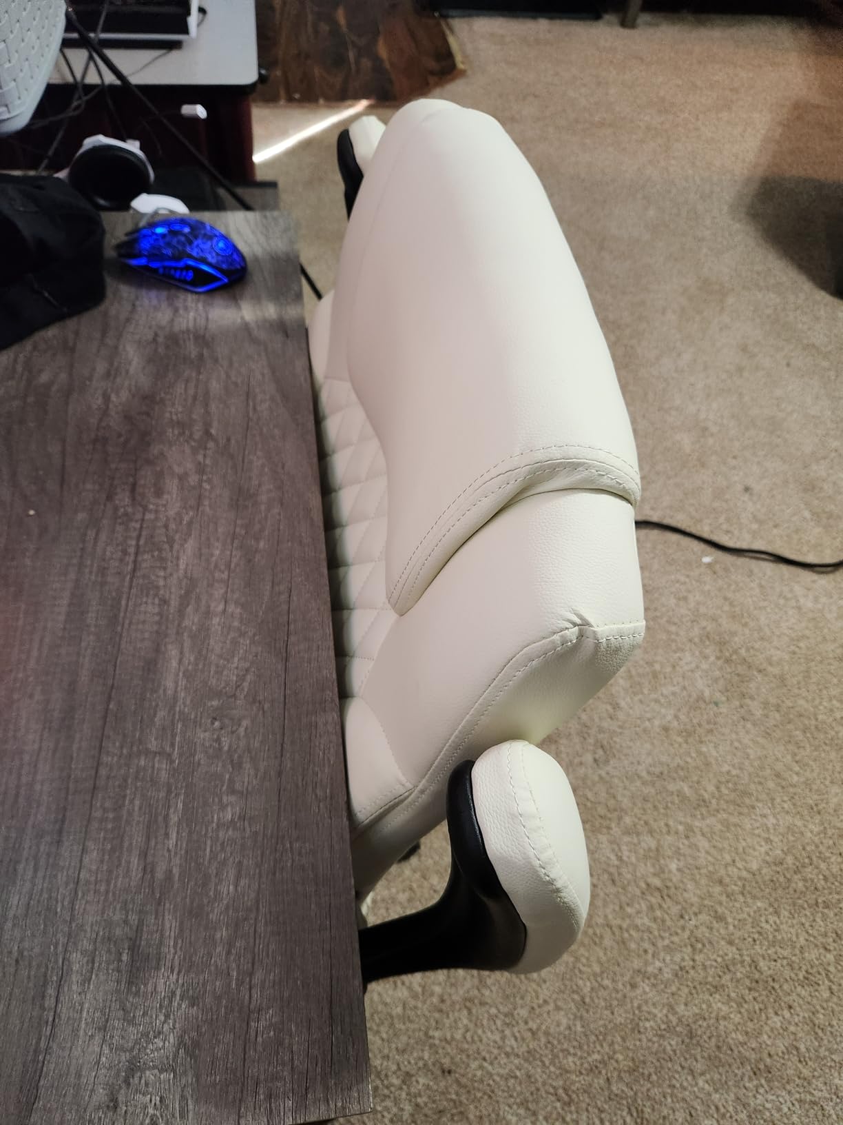 Leather Office Chair, PU Home Computer Desk Chairs with Ergonomic Back Support, 360°Swivel Free，Small Gaming Chair with Wheels and Adjustable Armrests, for Short People Use, Black - Customer Photo 2