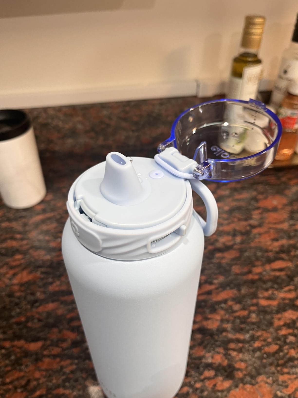 Ello Cooper 22oz Stainless Steel Water Bottle Vacuum Insulated with Straw and Carry Handle, Leak Proof Locking Lid with Soft Silicone Spout, Fits Car Cupholder, Dishwasher Safe, Figgy Pudding - Customer Photo 2