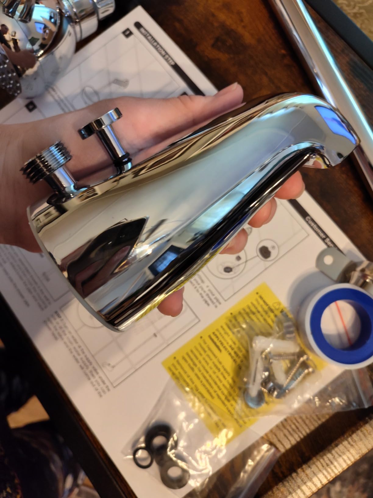 Convertor Shower Unit Spout-Type Add-On Tub Shower Conversion Kit Polished Chrome - Customer Photo 1