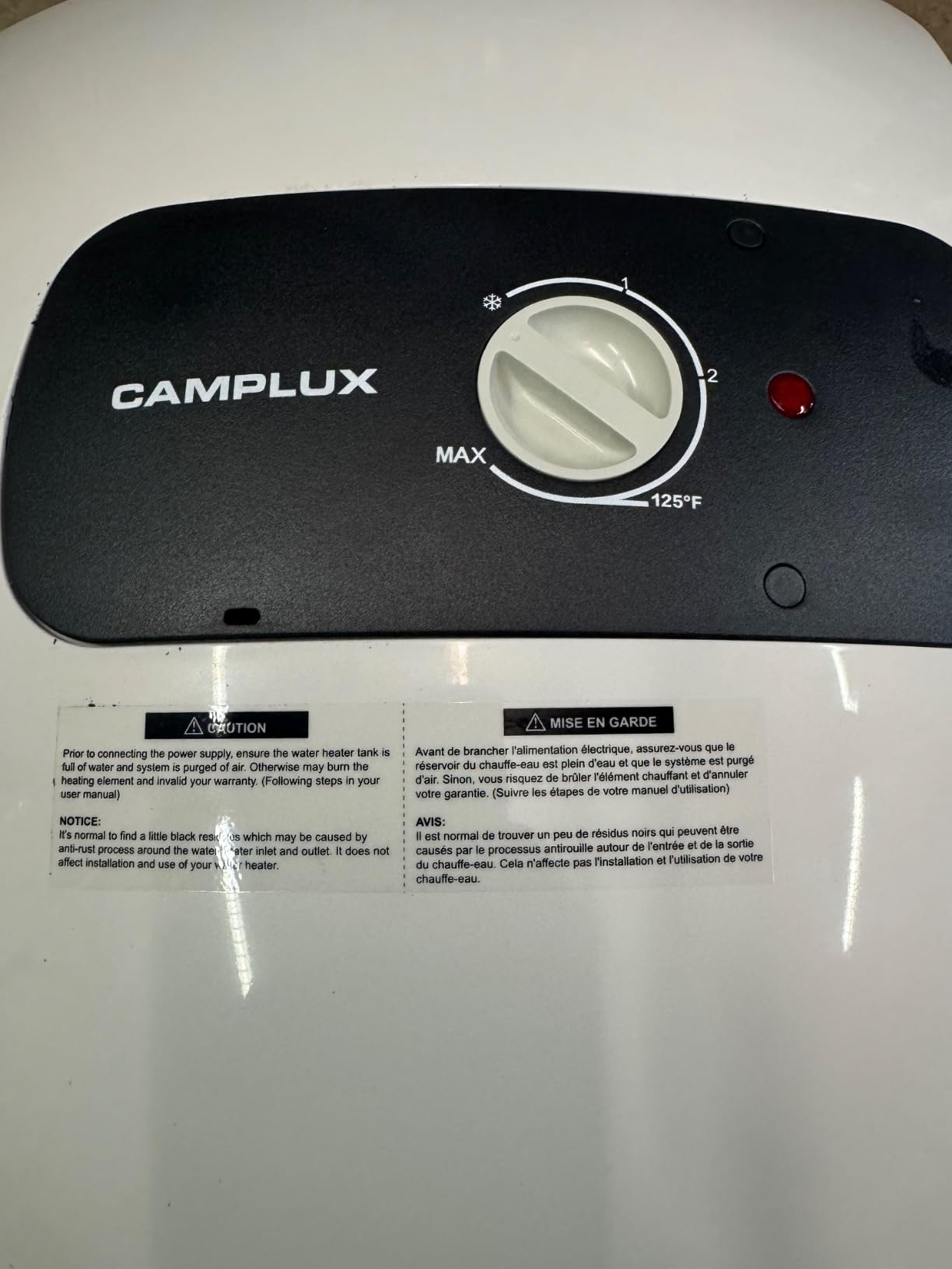 CAMPLUX Hot Water Heaters 18 Gallon, Electric Water Heater 120V 1500W, Come with Reliable T&P Relief Valve, Built-in Anode Rod for Tank Water Heaters, UL Listed ME200B - Customer Photo 1