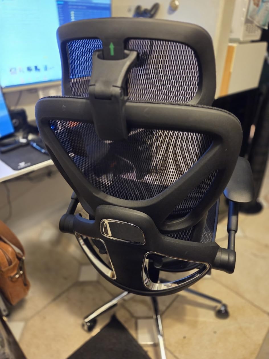 CAPOT Ergonomic Mesh Office Chair, Adjustable Lumbar High Back Desk Chair 400lbs, 4D Flip-up Arms, 3-Level Tilt Backrest, 3D Headrest, PU Wheels, Swivel Rolling Computer Seating for Long Desk Work - Customer Photo 2