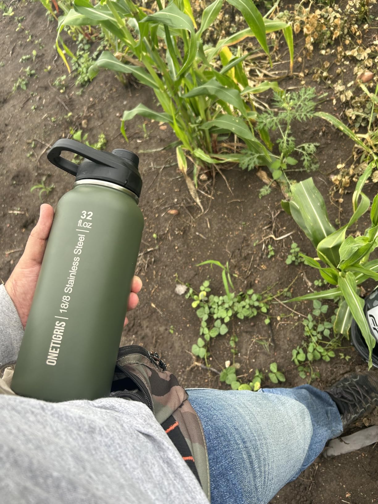 ONETIGRIS 32 oz Insulated Water Bottle with Straw - Tactical Stainless Steel Water Jug, Leakproof Wide Mouth Sport bottle with 3 Lids and Sleeve for Travel, Gym, Camping, Hiking - Customer Photo 1