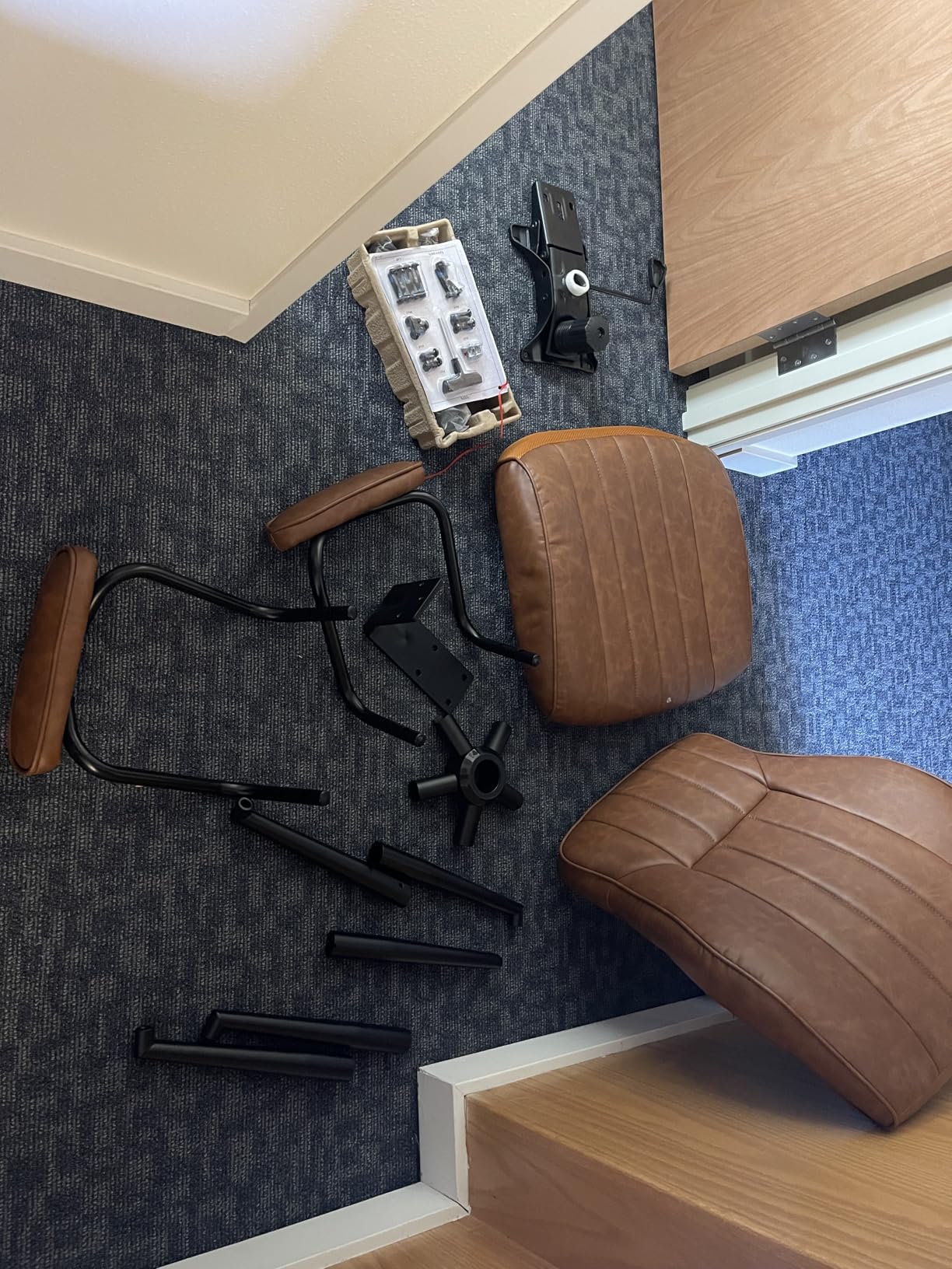 Brown Leather Office Desk Chair with Wheels and Arms, Height Adjustable, Vintage, Mid Century Modern Style - Customer Photo 2