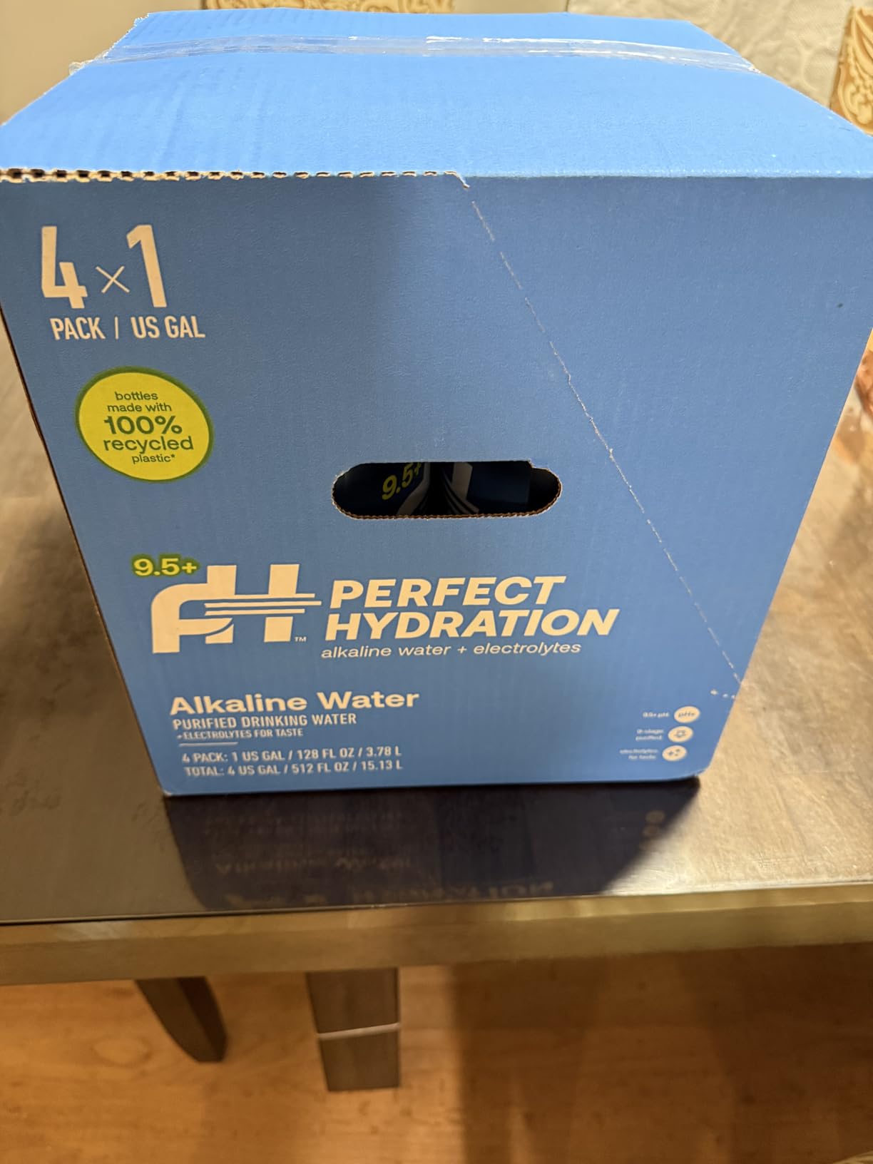 Perfect Hydration 9.5+ pH Alkaline Drinking Water, Electrolyte Minerals for Taste, Made in the USA, 8 Gallons (2 Cases of 128 fl oz Jugs) - Customer Photo 2