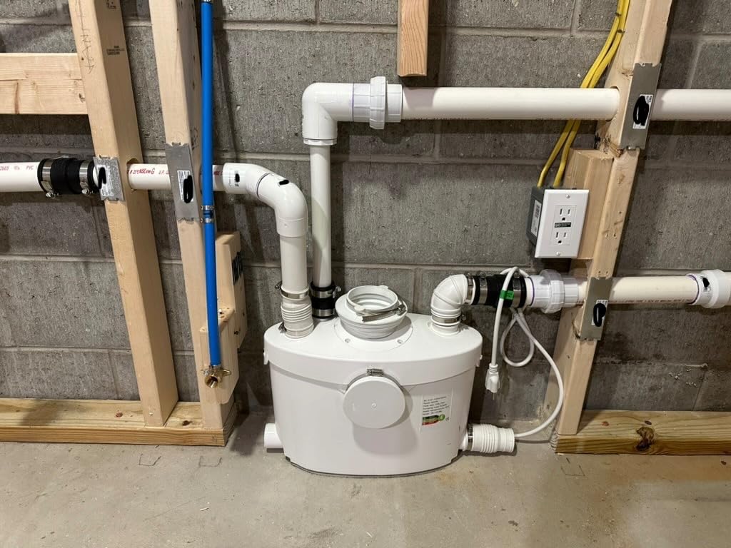 Simple Project 750w Macerator Pump, Basement Toilet System 36 Ft/10 M Head, Sewerage Grinder With 4 Water Inlets for Macerating Toilet, Shower, Bathtub Waste Water Disposal - Customer Photo 1