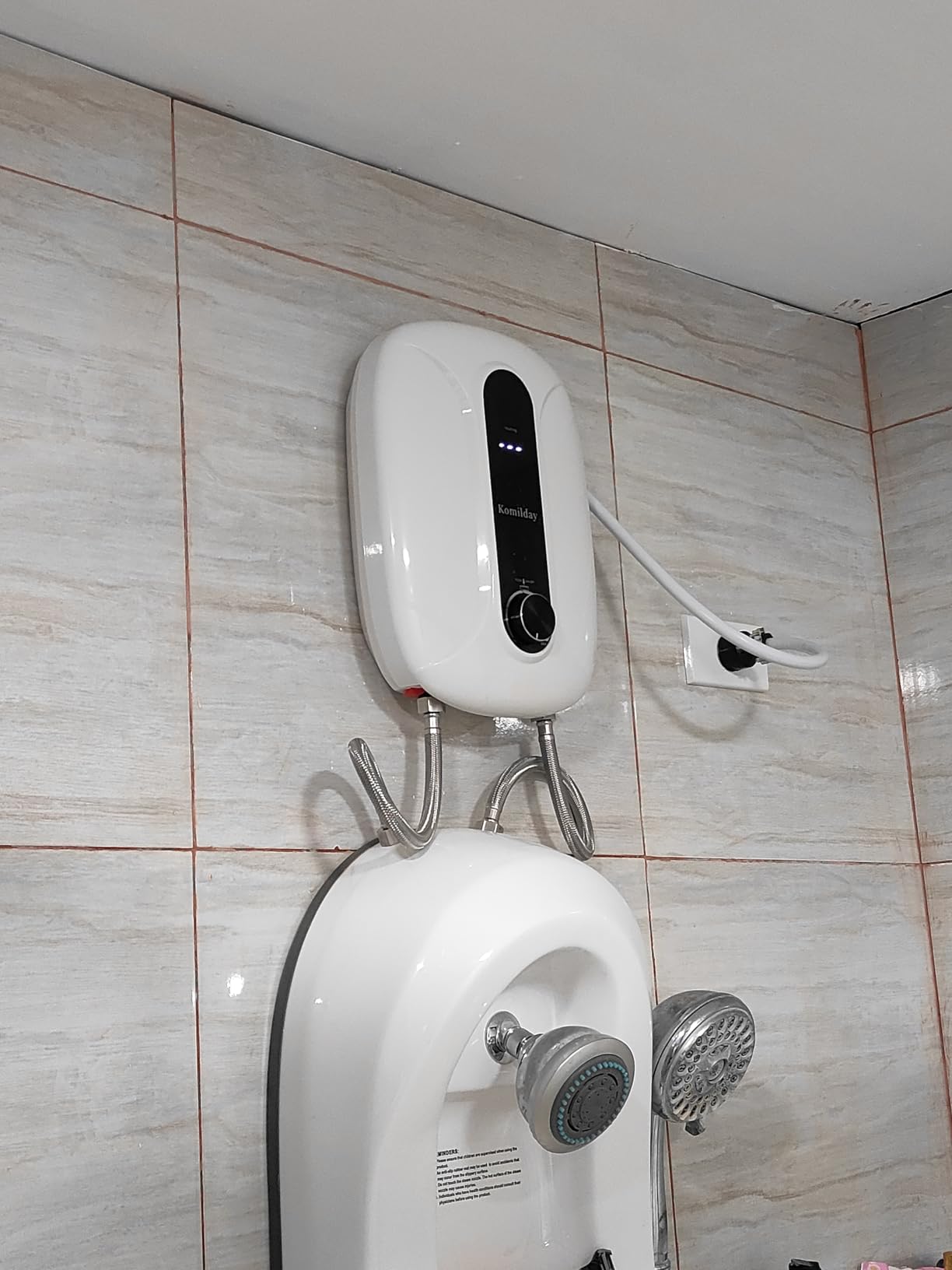 Tankless Water Heater Electric, 240v 0-6500W Tankless Hot Water Heater with Led Temperature Display for Bathroom or Kitchen,Instant Heater Electric with Overheating Protection，Heater-White - Customer Photo 1