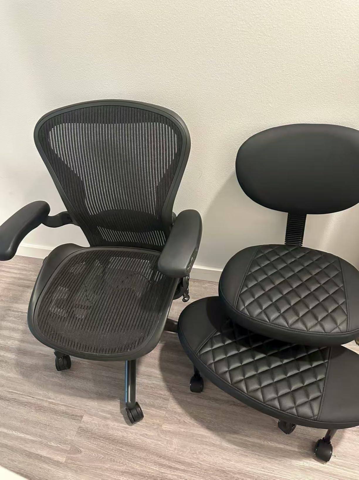 Ergonomic Cross Legged Office Chair with Wheels - Adjustable Height for Meditation, ADHD Desk & Yoga - Wide Criss Cross Design with Lumbar Support, Kneeling Chair - Black - Customer Photo 1