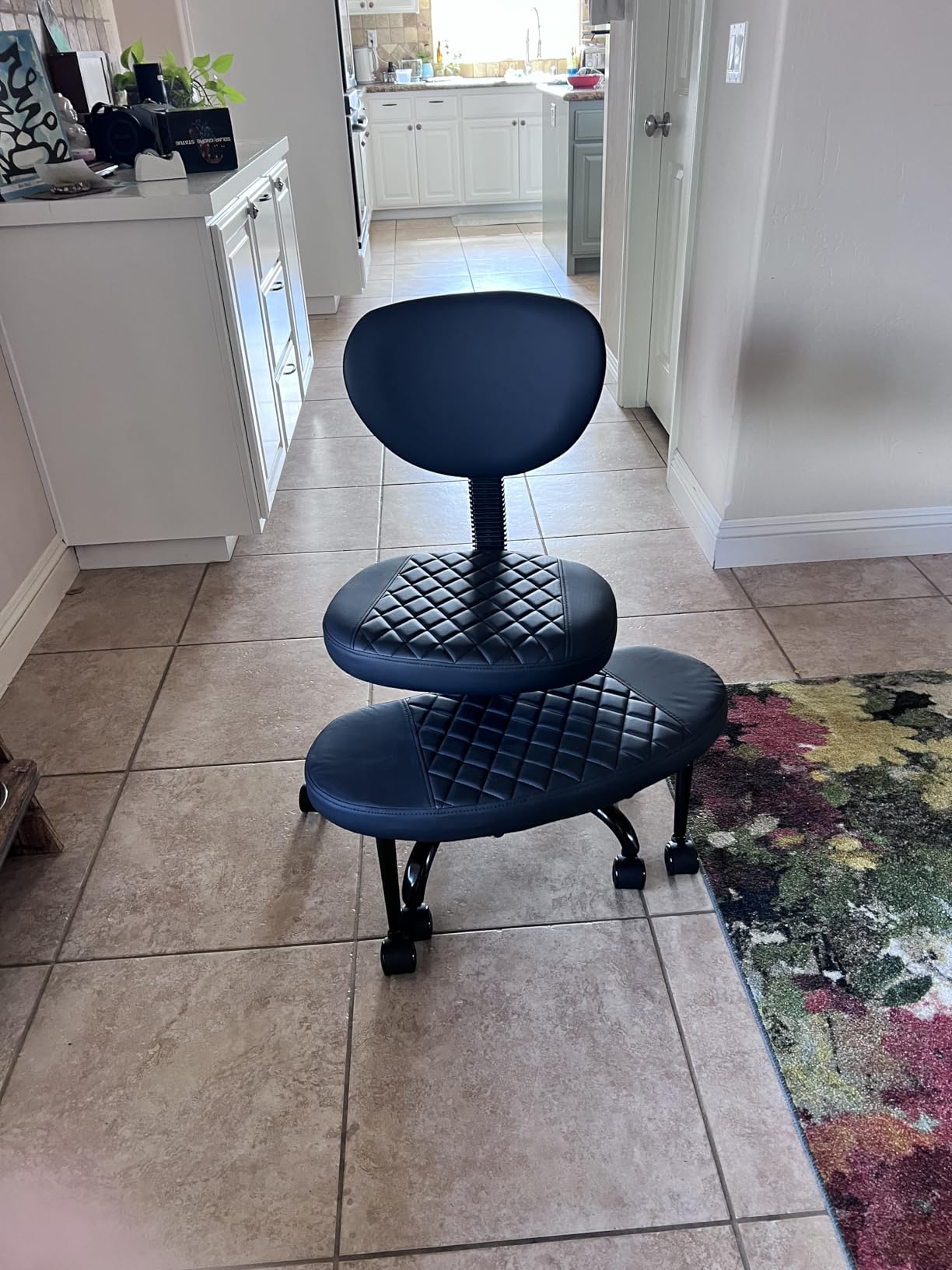 Ergonomic Cross Legged Office Chair with Wheels - Adjustable Height for Meditation, ADHD Desk & Yoga - Wide Criss Cross Design with Lumbar Support, Kneeling Chair - Black - Customer Photo 2