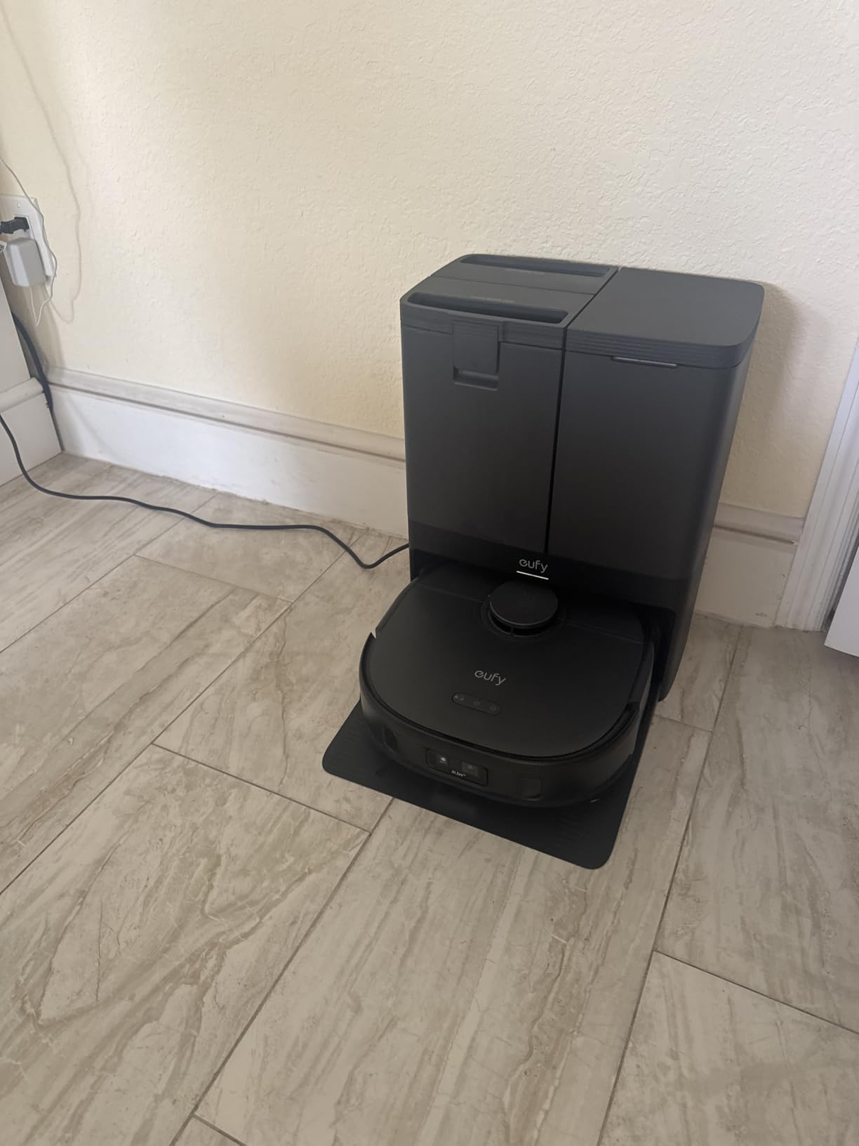 eufy X10 Pro Omni Robot Vacuum and Mop Combo, Incredible Suction, Dual Mops with 12 mm Auto-Lift and Carpet Detection, AI Obstacle Avoidance, Auto Mop Washing&Drying, Self-Emptying, White - Customer Photo 4