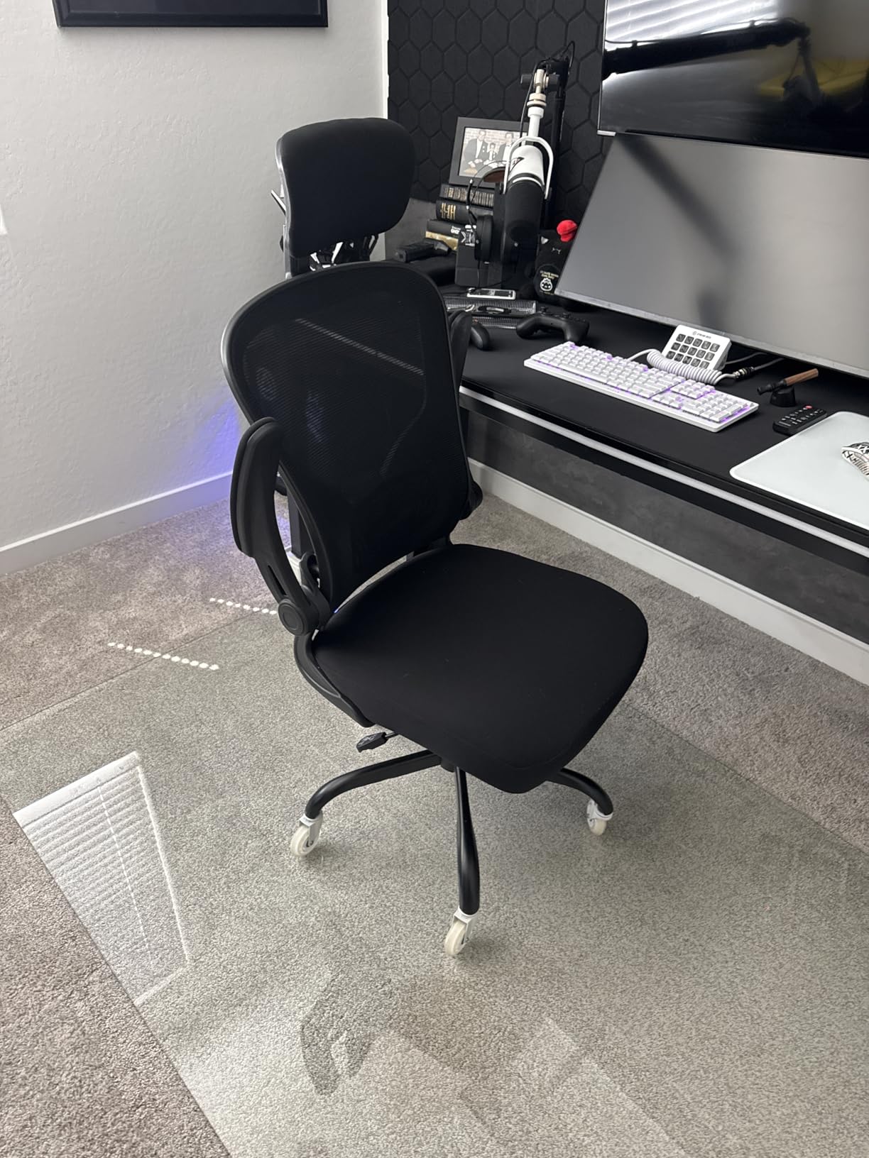 Office Chair Ergonomic Desk Chair, 330LBS Capacity, High Back Computer Chair for Long Hours Comfortable, Rolling Swivel Executive Task Chair for Home Office with Flip-up Armrests, Black - Customer Photo 3