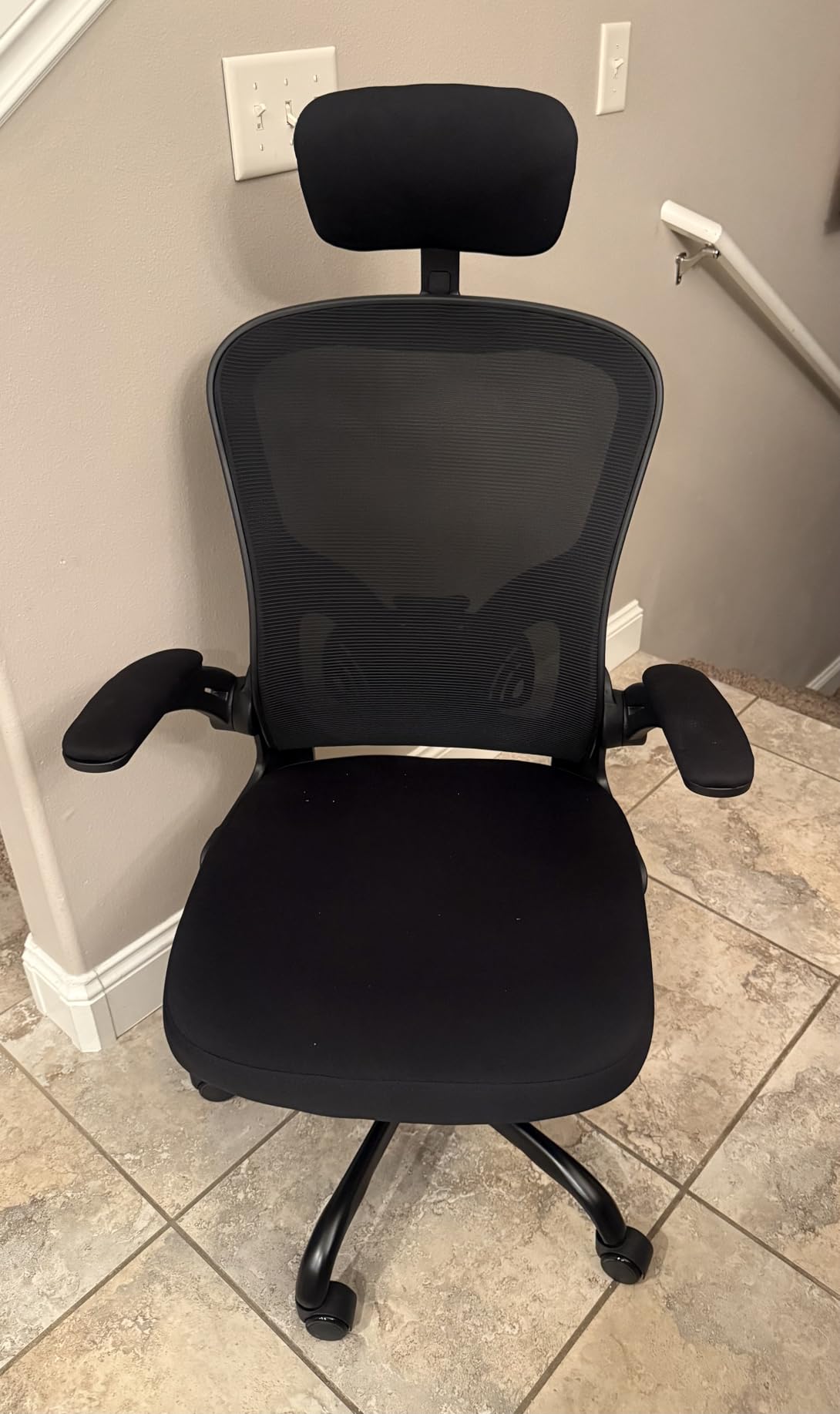 Office Chair Ergonomic Desk Chair, 330LBS Capacity, High Back Computer Chair for Long Hours Comfortable, Rolling Swivel Executive Task Chair for Home Office with Flip-up Armrests, Black - Customer Photo 4