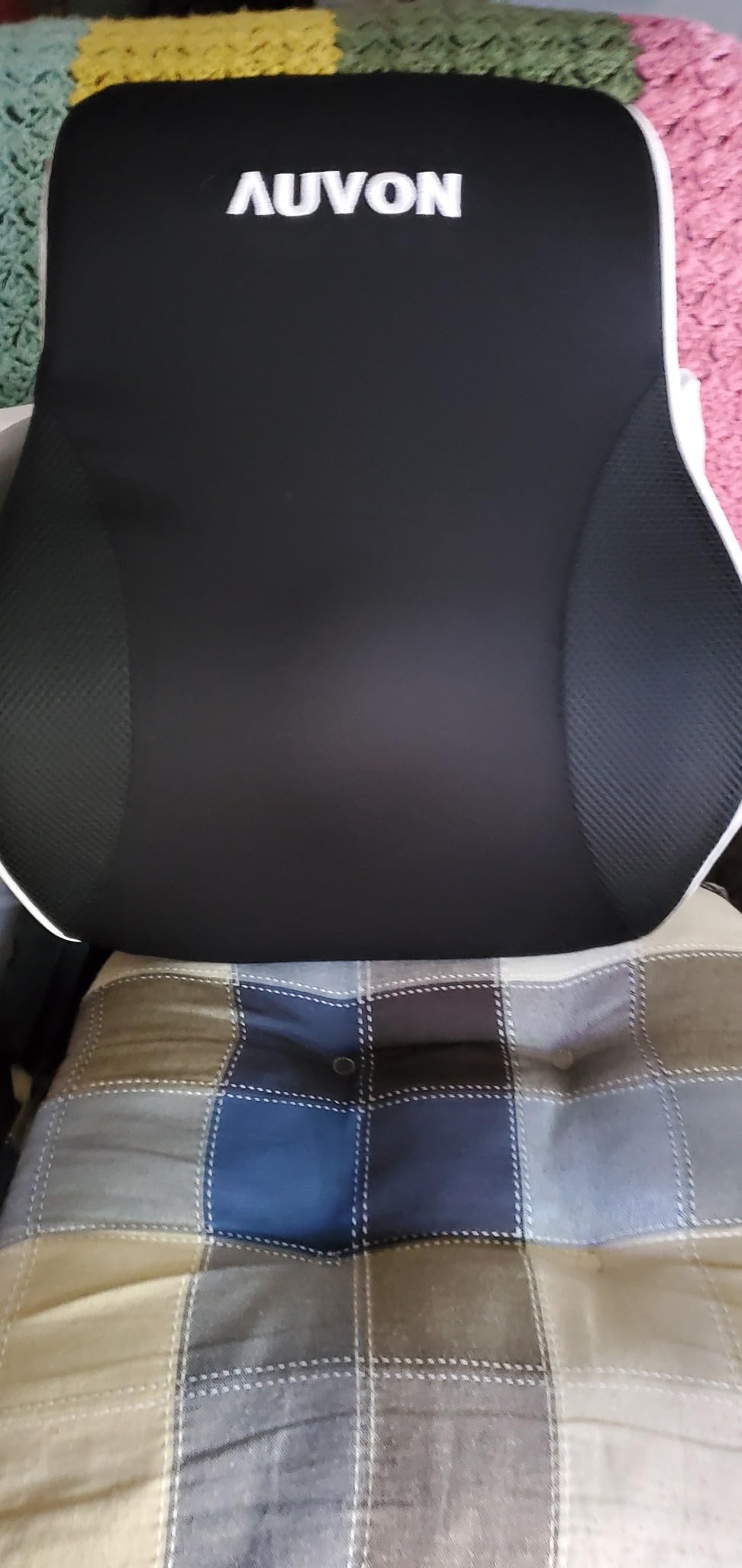 AUVON Lumbar Support Pillow for Office Chair with Patented Bulge for Lower Back Support, Ergonomic Office Home Essentials Improve Posture, Memory Foam Chair Cushion with Straps for Home, Office, Car - Customer Photo 5