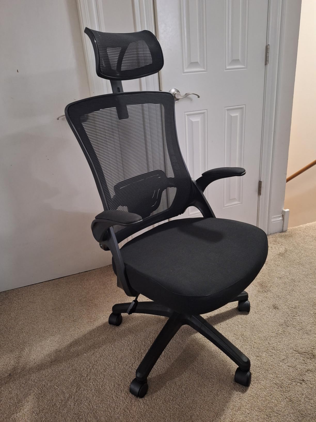 NEO CHAIR Office Desk Chair Computer High Back Mesh Gaming Seat with Ergonomic Adjustable Comfy Flip-up Armrests Lumbar Support Height for Home (Black) - Customer Photo 2