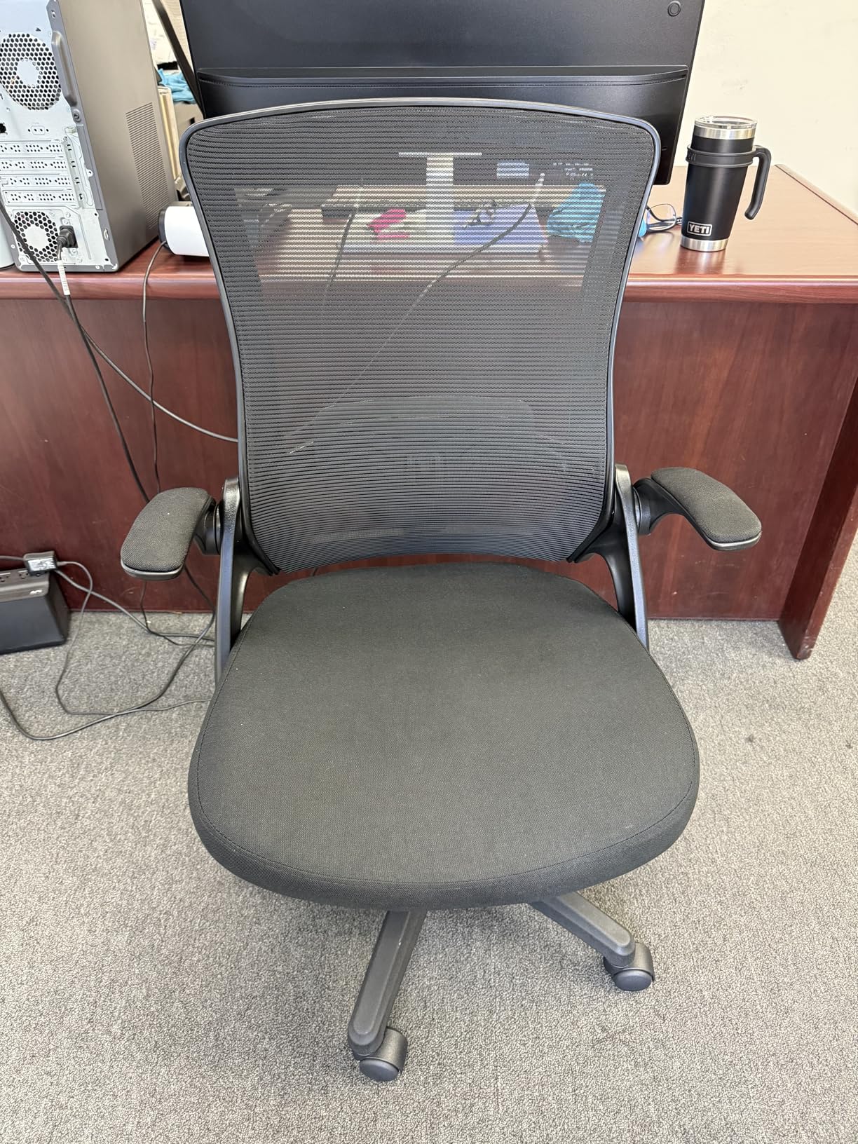 NEO CHAIR Office Desk Chair Computer High Back Mesh Gaming Seat with Ergonomic Adjustable Comfy Flip-up Armrests Lumbar Support Height for Home (Black) - Customer Photo 2