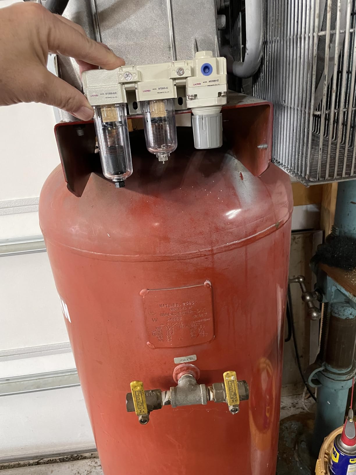 Air Filter Dryer 3/8 NPT Auto Drain+Semi-Auto Drain-Double Air Filters,Air Pressure Regulator,Air Compressor Water Separator(0-150PSI) - Customer Photo 2