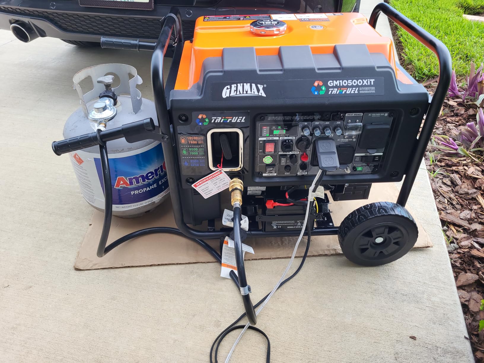 GENMAX 10500 Peak Watt Tri Fuel Open Frame Inverter Generator,with ATS,Quiet Technology,CO Sensor,digital display and 50A,Ideal for Home backup,contruction site and RV Camping (GM10500XiT) - Customer Photo 1