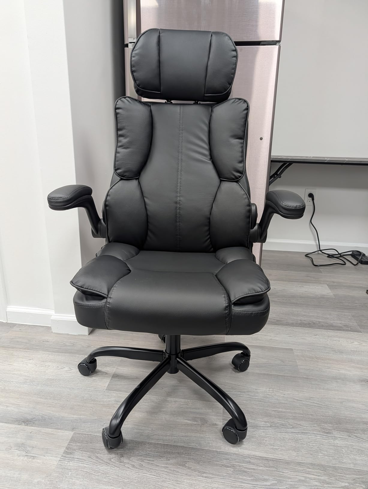 Executive Leather Office Chair, Computer Chair with Thick Cushion & Lumbar Support, Ergonomic Desk Chair with Adjustable Headrest & Armrests,Brown - Customer Photo 1