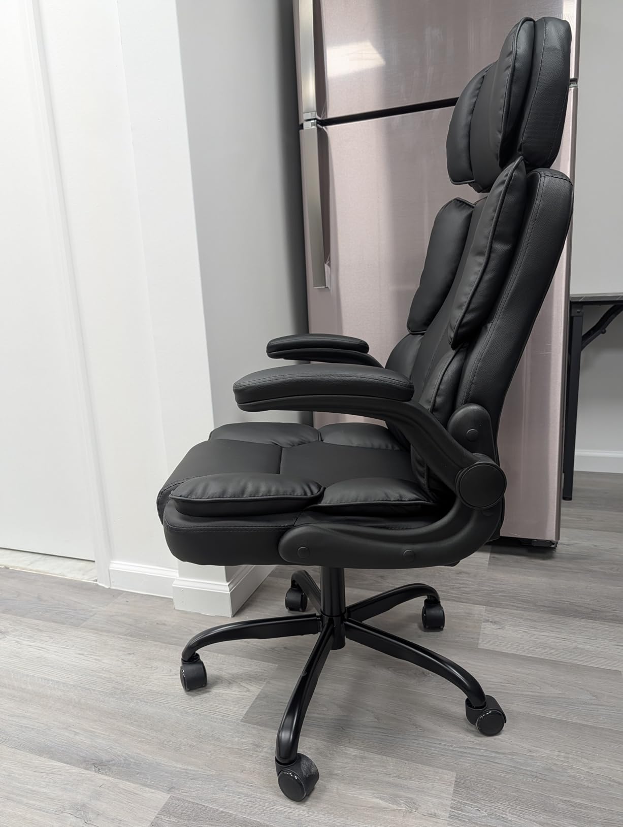 Executive Leather Office Chair, Computer Chair with Thick Cushion & Lumbar Support, Ergonomic Desk Chair with Adjustable Headrest & Armrests,Brown - Customer Photo 2