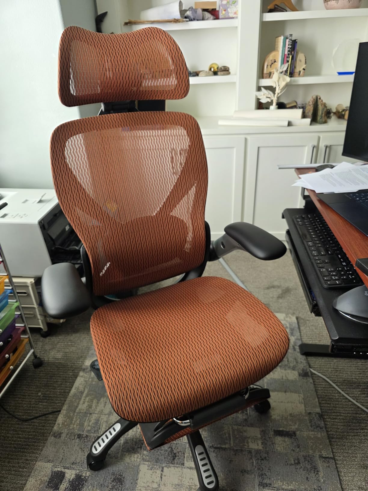ELABEST X100 Ergonomic Office Chair with Footrest, Big and Tall Home Desk Chair with 5D Flip-Up Arms, Adjustable 3D Lumbar Support,High Back Rolling Computer Chair, Swivel Mesh Chairs (Midnight Mist) - Customer Photo 1