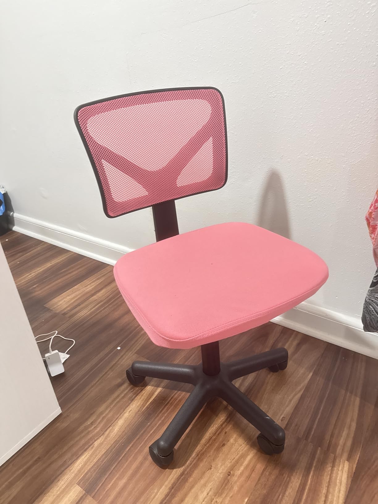DUMOS Armless Desk Chairs with Wheels, Ergonomic Adjustable Home Office Swivel Rolling Task Chair No Arms, Comfy Mesh Mid Back Computer Work Vanity Desk Seat for Small Spaces, Light Grey - Customer Photo 1