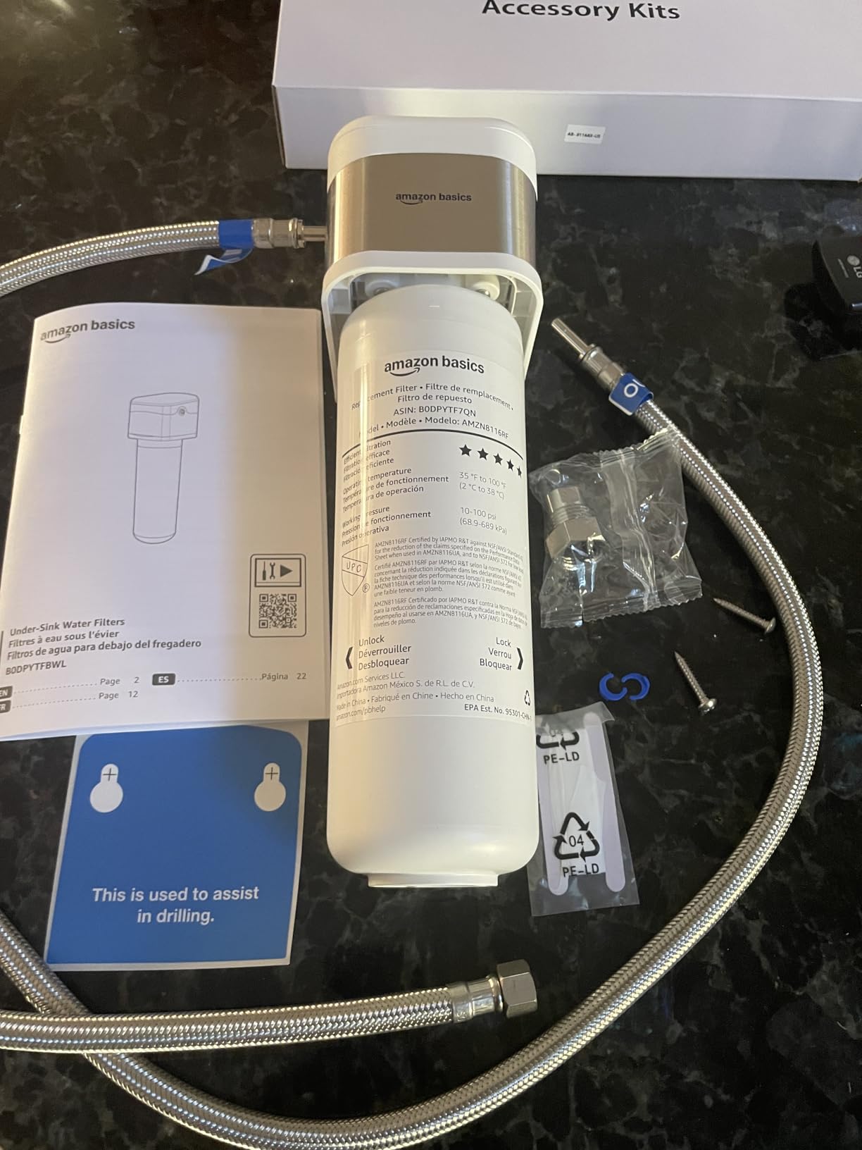 Amazon Basics Under Sink Water Filter System, NSF/ANSI 42 & 372 Certified, Service Life 1 Year, 11,000 Gallons, White - Customer Photo 1