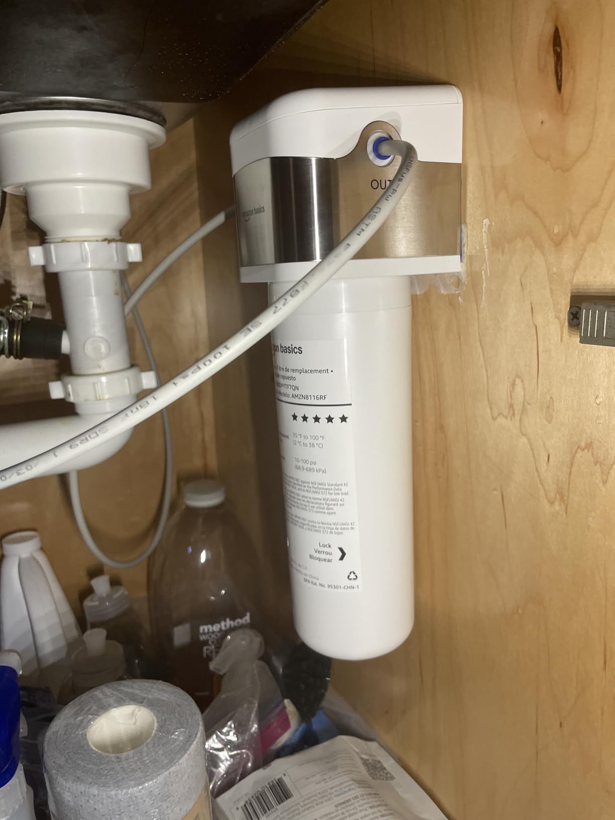 Amazon Basics Under Sink Water Filter System, NSF/ANSI 42 & 372 Certified, Service Life 1 Year, 11,000 Gallons, White - Customer Photo 2