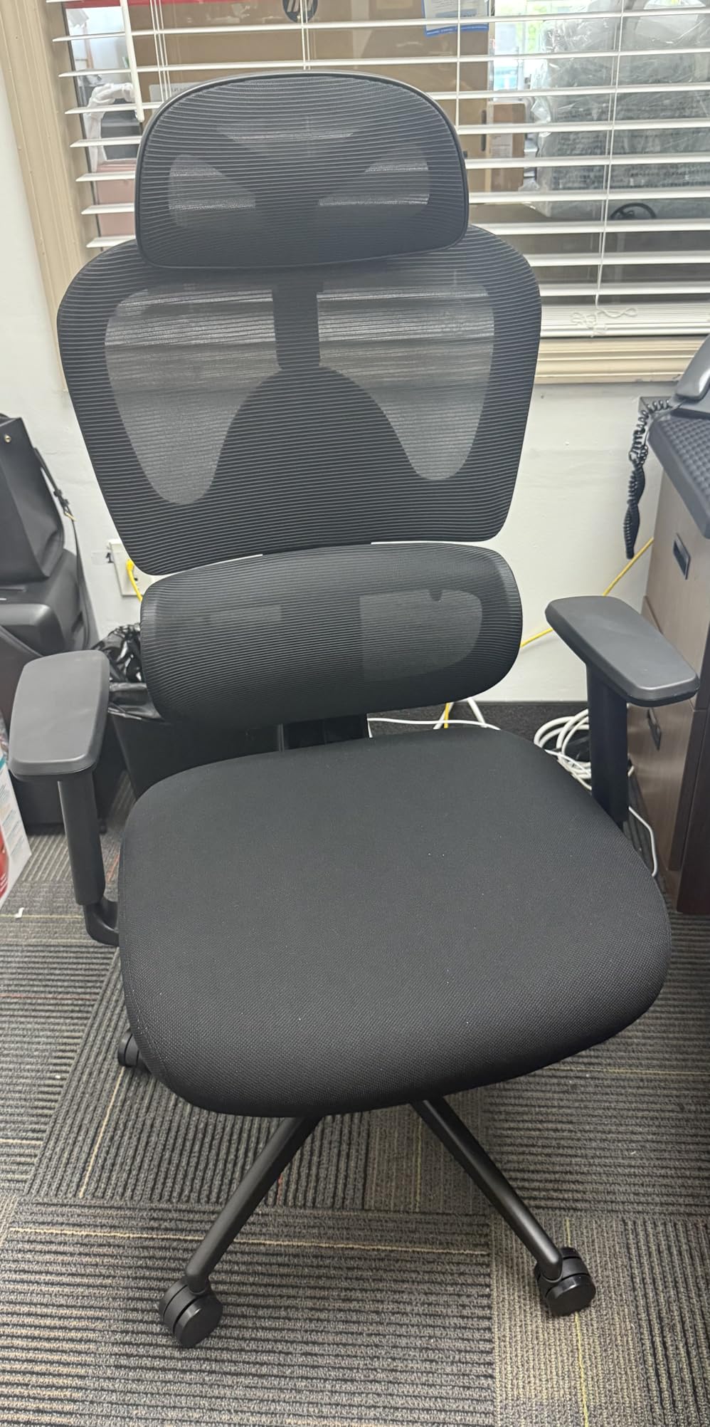 Ergonomic Office Chair with Adjustable Lumbar Support, 3D Arms and Headrest, High Back Wide Desk Computer Chair with Wheels, for Home & Office, Black - Customer Photo 1