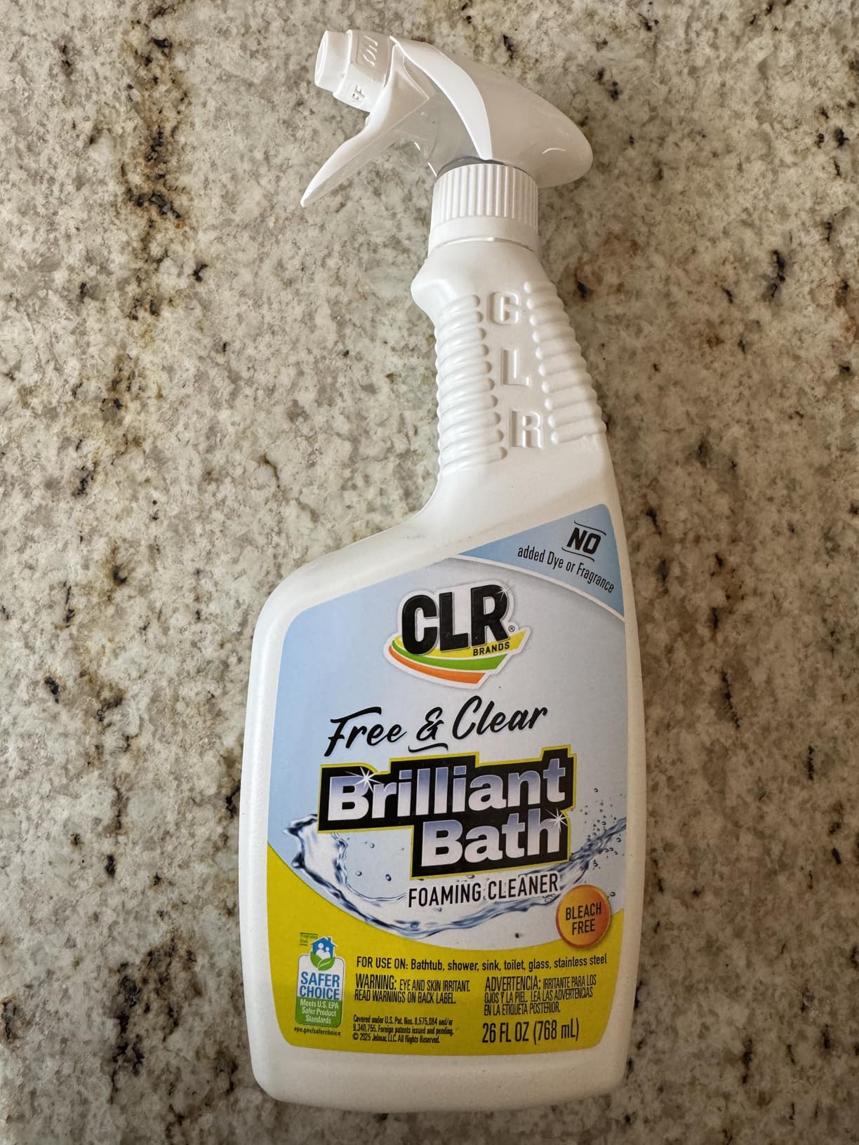 CLR Brands® Brilliant Bath Foaming Bathroom Cleaner Spray Free & Clear, No Added Dyes or Fragrances, Soap Scum and Hard Water Stain Remover, Use on Showers, Baths, Toilets and More, 26 Oz (Pack of 1) Customer Review CLR Brands® Brilliant Bath Foaming Bathroom Cleaner Spray Free & Clear, No Added Dyes or Fragrances, Soap Scum and Hard Water Stain Remover, Use on Showers, Baths, Toilets and More, 26 Oz (Pack of 1) - Customer Photo 1