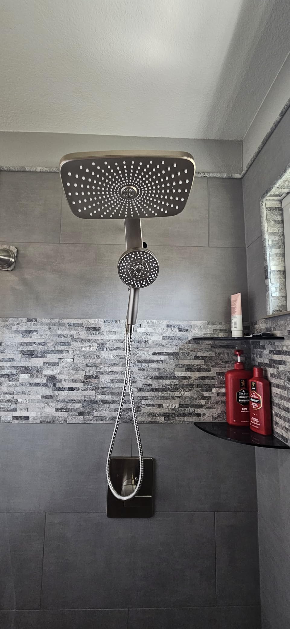 High Pressure Rain Shower Head: Upgrade Shower Heads with Handheld Spray Combo with Fixed Showerhead and 10 Sprays Handheld Shower Head, Detachable Shower head Built-in Magnetic Docking and Power Jets - Customer Photo 2