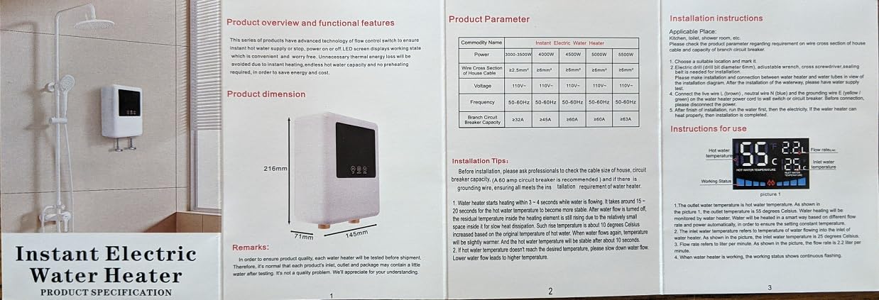 Tankless Water Heater Electric 110V, 5500W Instant Hot Water Heater Under Sink, On Demand Hot Water Heater with Remote Control and Digital Display, Portable Mini Electric Water Heaters for RV Kitchen - Customer Photo 2