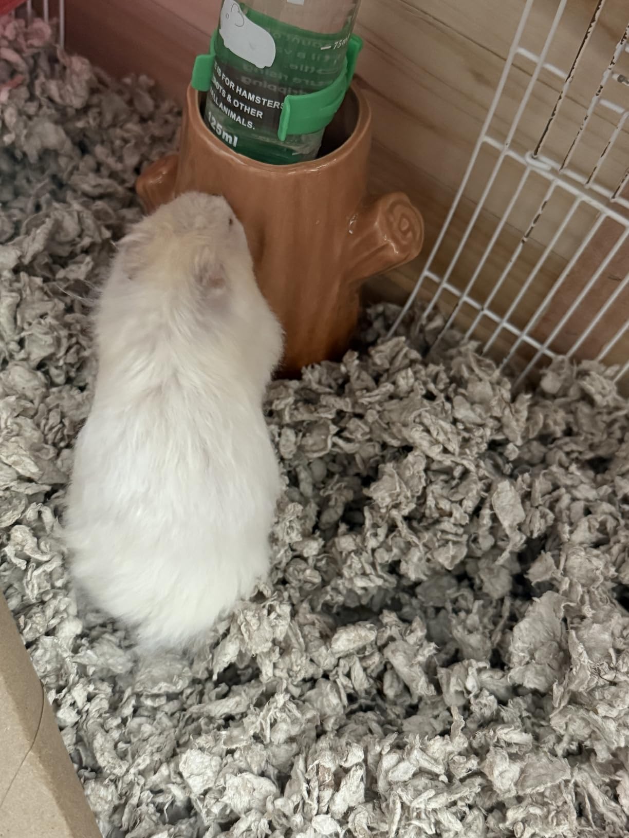 Coffee-Colored Stump-Shaped Ceramic Leak Proof Hamster Water Bottle Guinea Pig Drinker 4.27oz(125ML) with Bracket Suitable for Syrian Dwarf Hamster Mice Chinchillas Gerbils Other Small Animal - Customer Photo 1